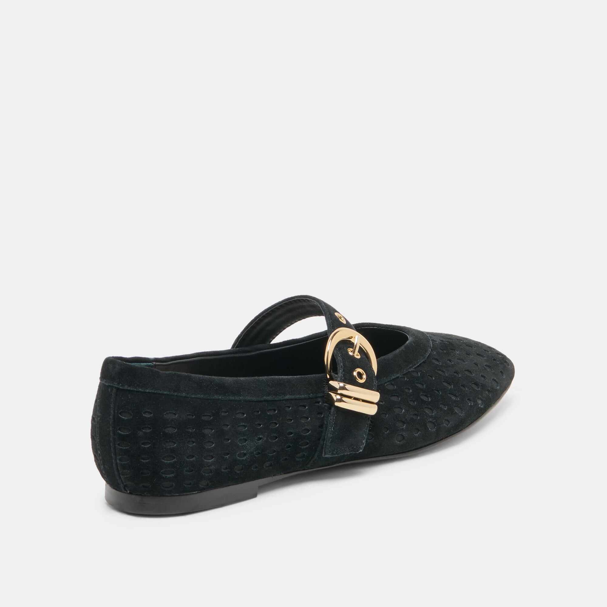 MIKELA BALLET FLATS ONYX PERFORATED SUEDE