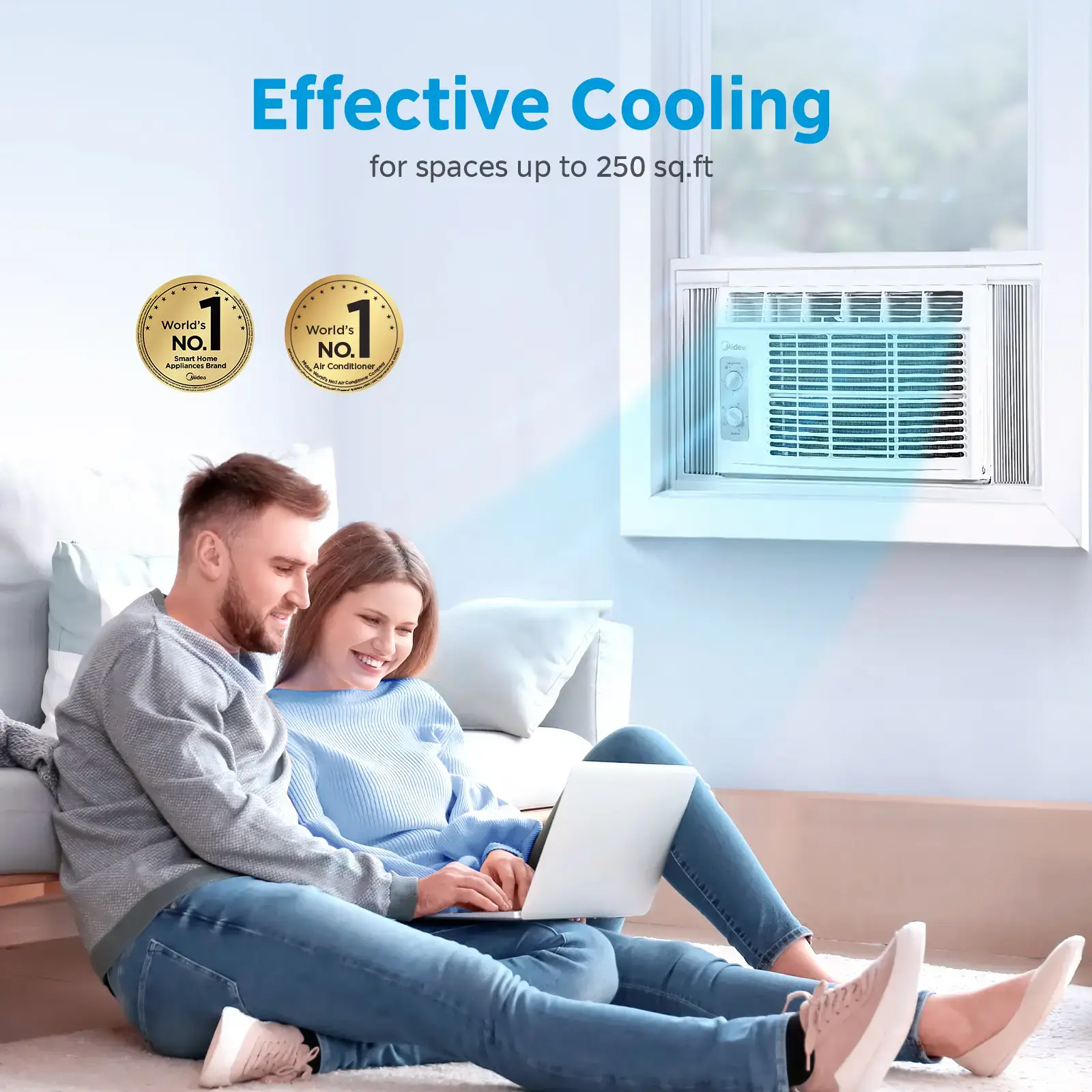 5,000 BTU  Mechanical Small Window Air Conditioner - Cool up to 150 Sq. Ft. AC with Easy-to-Use Mechanical Controls and Reusable Filter, Perfect for Small Bedroom, Living Room, Home Office
