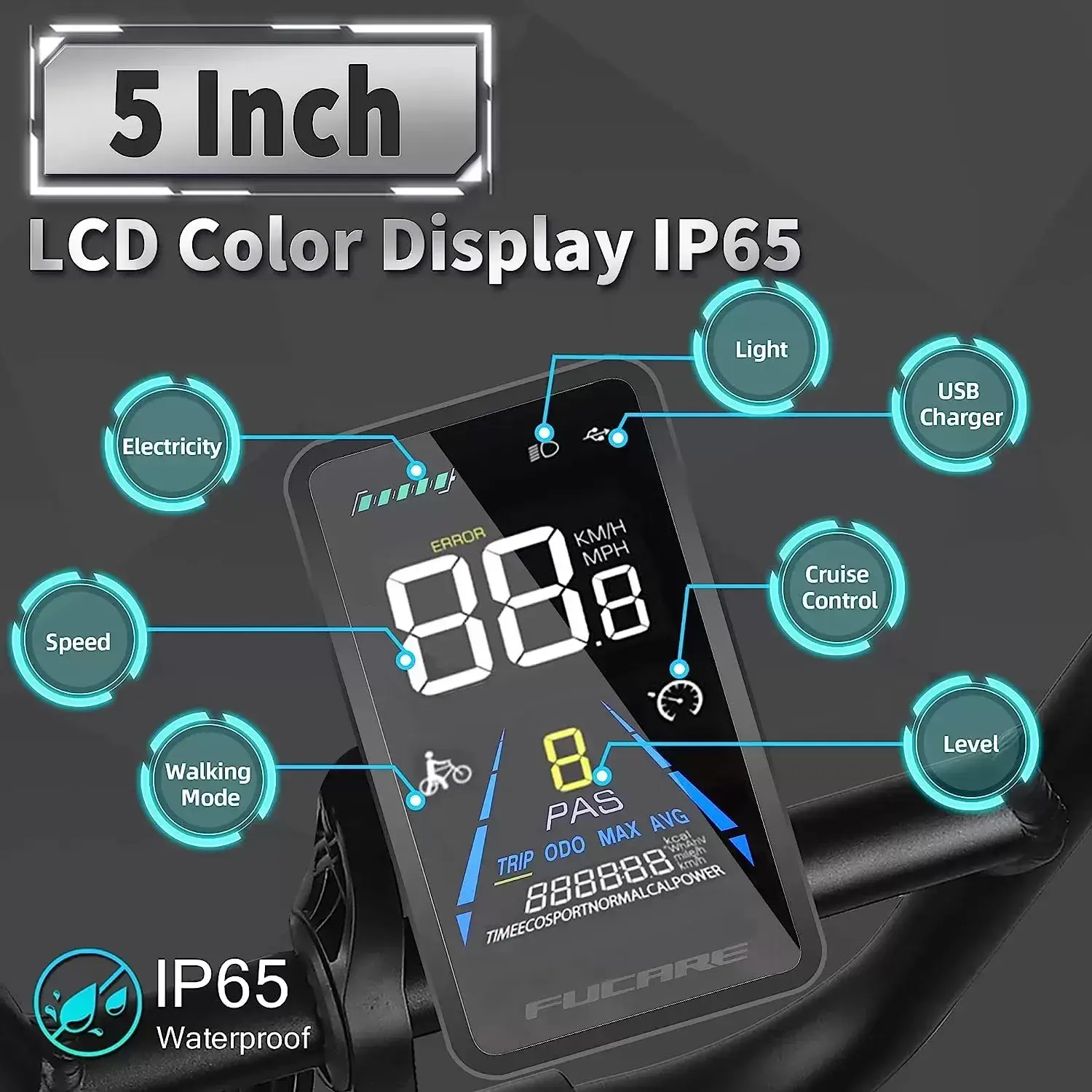 Fucare Libra 750W Electric Bike for Adults 32MPH 48V 20Ah LG Lithium Battery EBike with Full Suspension LCD Color Display 20