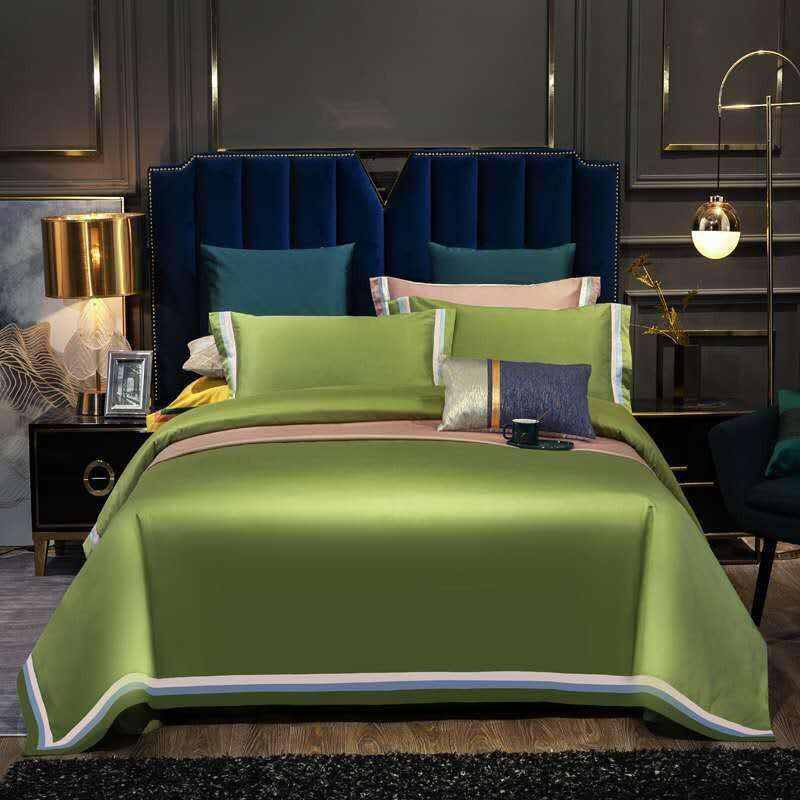 Jadyn Contrasting Double Stripe Border Egyptian Cotton Duvet Cover Set