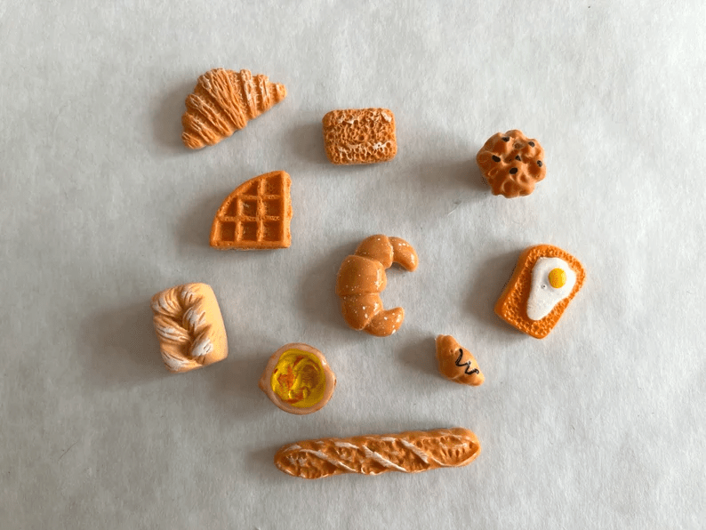 Sets Of 10 Miniature, Realistic Bread Magnets