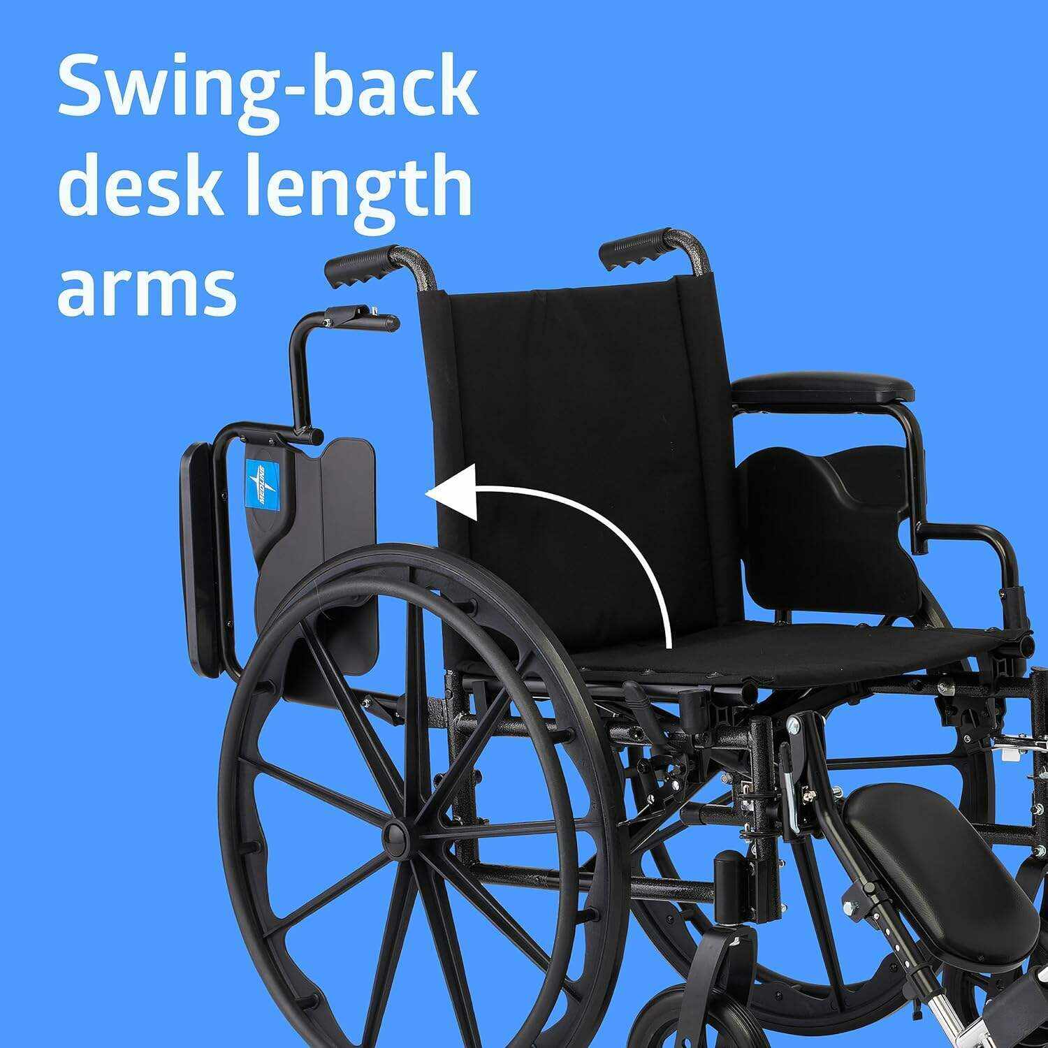 Medline 20” Foldable K4 Wheelchair with Swing-Back Desk-Length Arms & Elevating Legrests, 300 lbs. Capacity, Transport Chair for Adults & Seniors