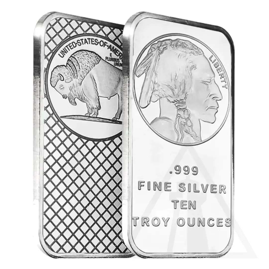 10 oz Silvertowne Mint Buffalo Silver Bar.
