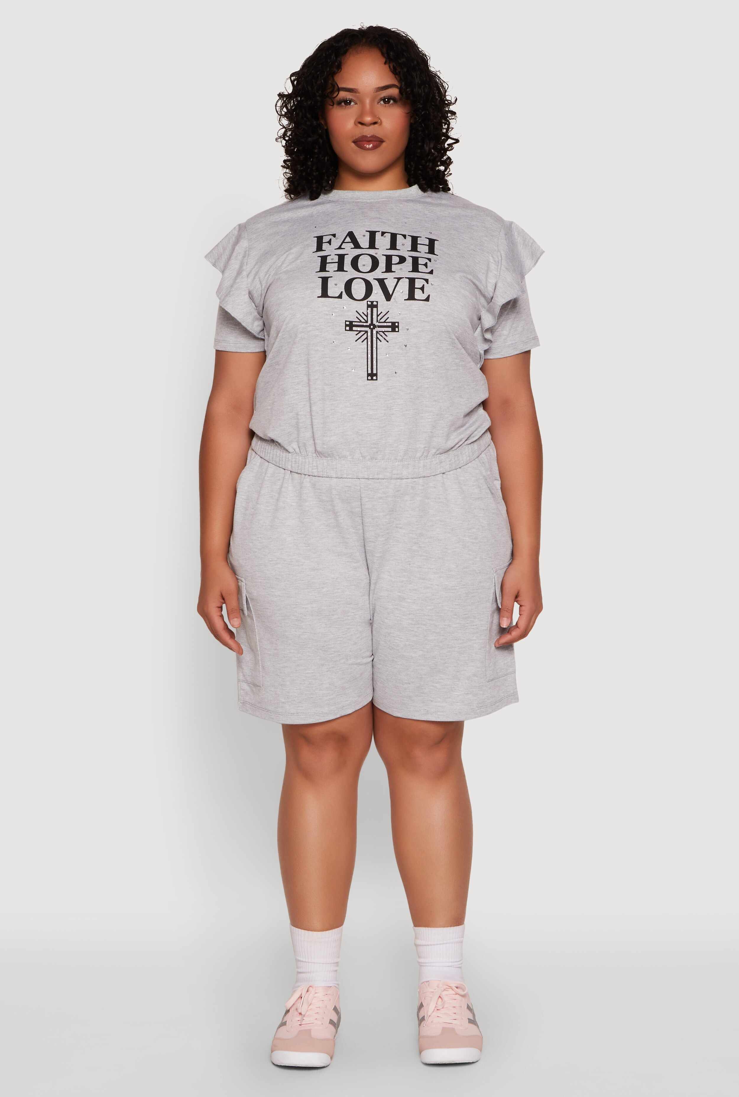 Plus Size Drawstring Cargo Pocket Sweatshorts