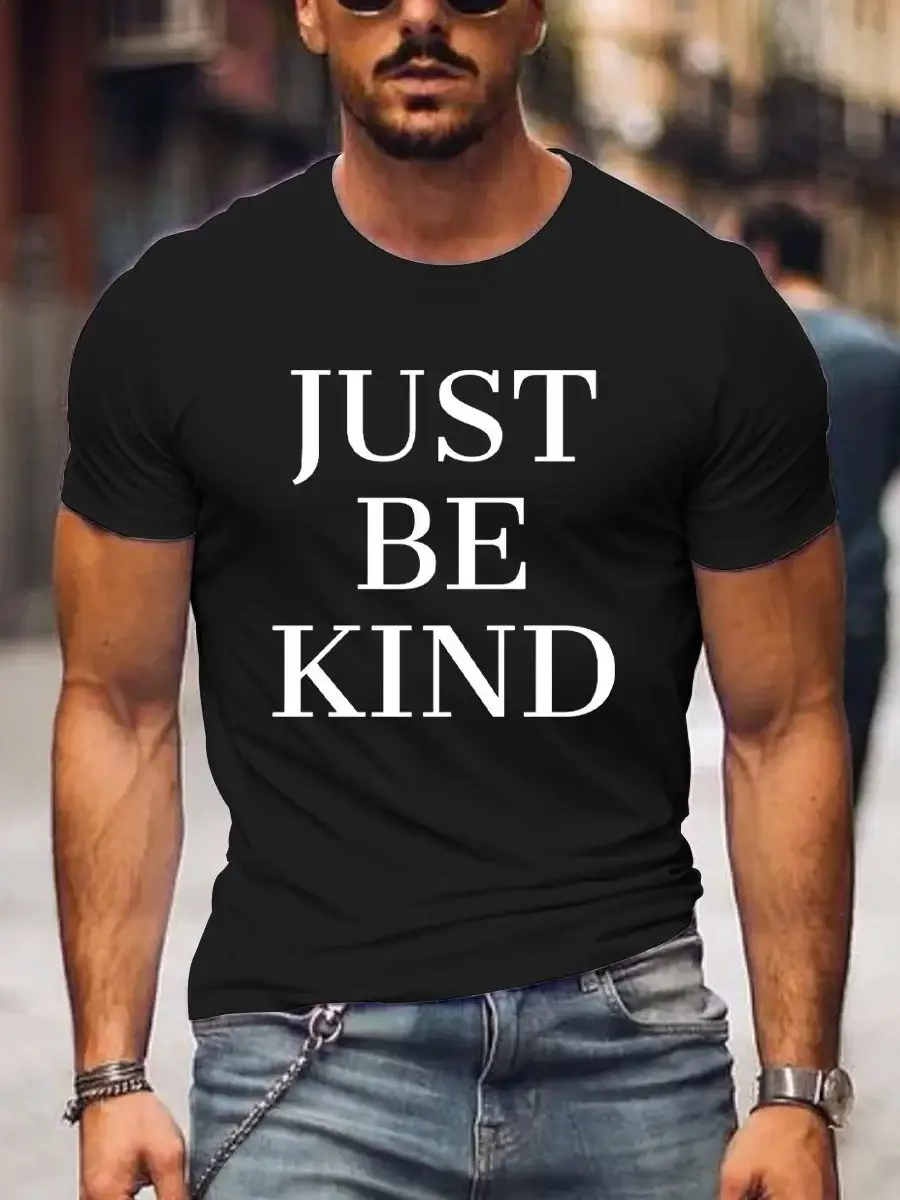 Men's Just Be Kind Art Print Casual T-Shirt