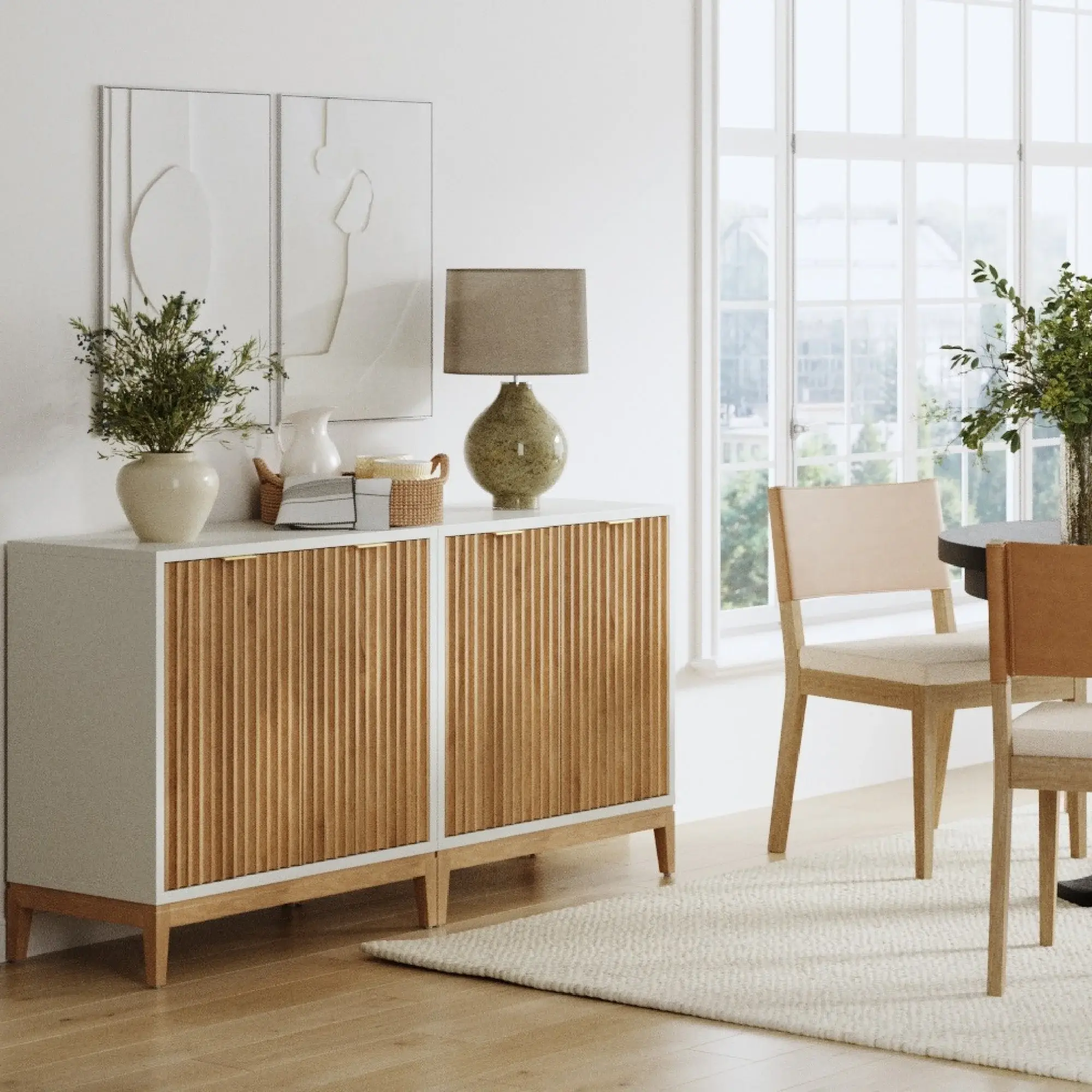 Jasper Modern Sideboard, Kitchen Storage Cabinet with Fluted Doors