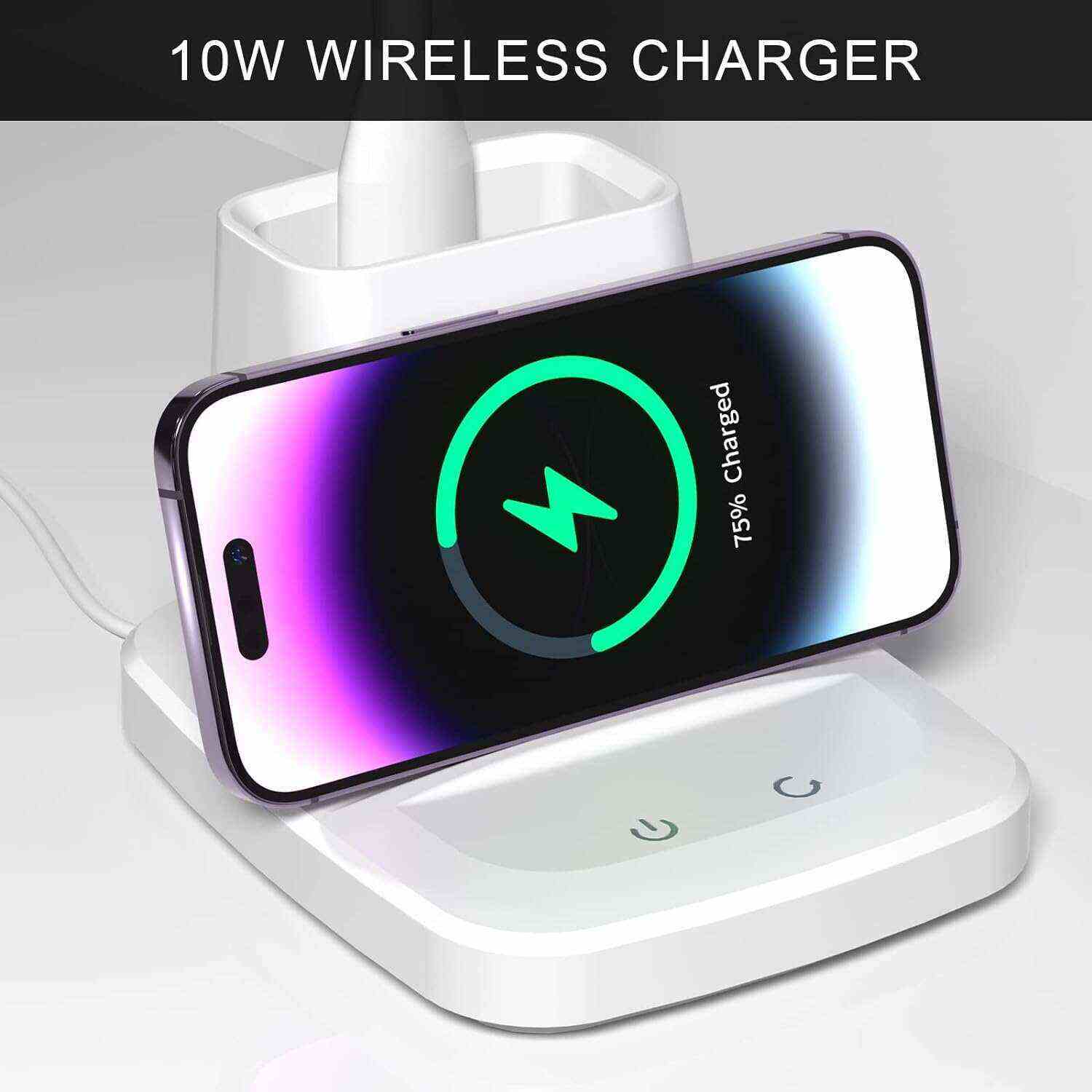 Desk Lamp with Wireless Charger, LED Desk Lamps for Home Office, 800 Lumens, Small Desk Lamp with Pen Holder, Flexible Arm, 3 Modes, Dimming, Touch Lamp for College Dorm Room