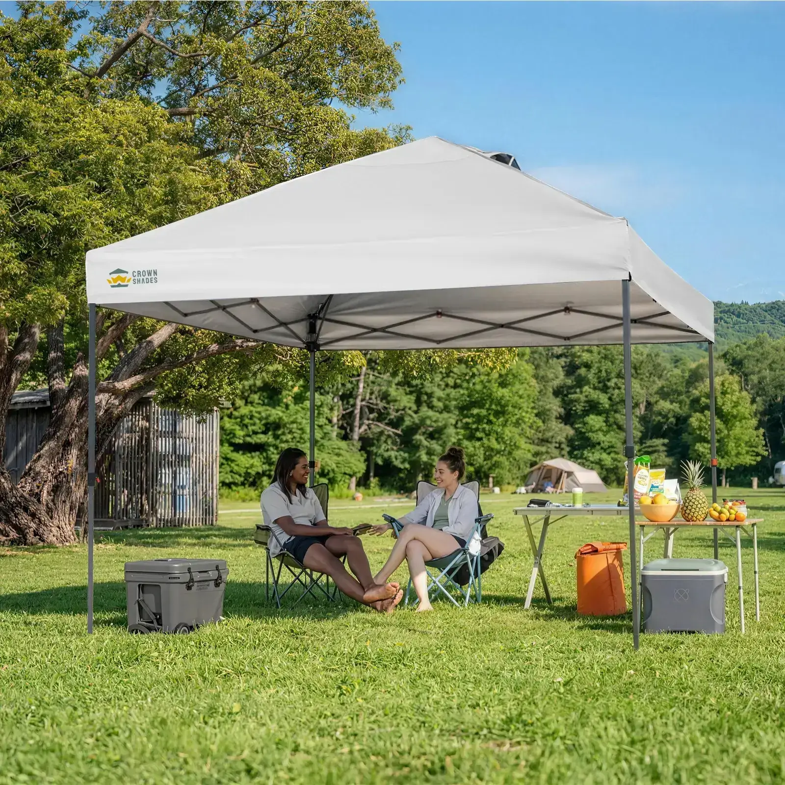 10x10 Pop Up Canopy - Patented Center Lock One Push Instant Outdoor Canopy Beach Tent with STO-N-Go Bag 8 Stakes & 4 Sand Bags