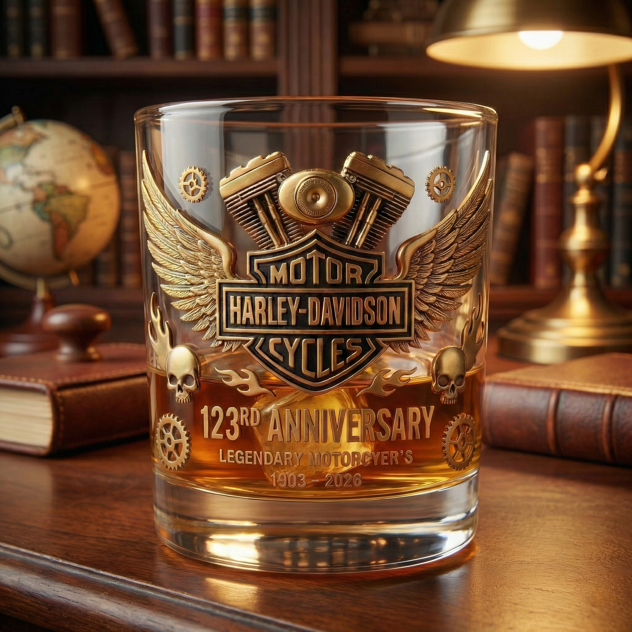 Harley-Davidson 123rd Anniversary Whiskey Glass