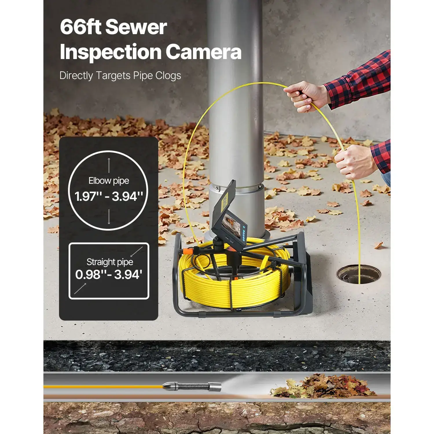 Sewer Camera 65.6FT with 4.3