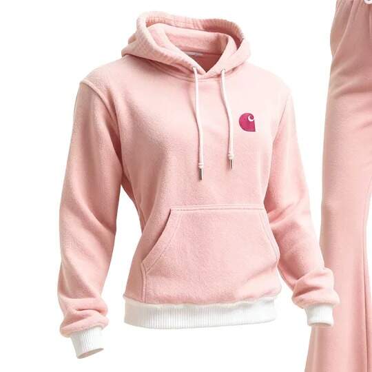 Pink Fleece Hoodie and Flare Sweatpants Set