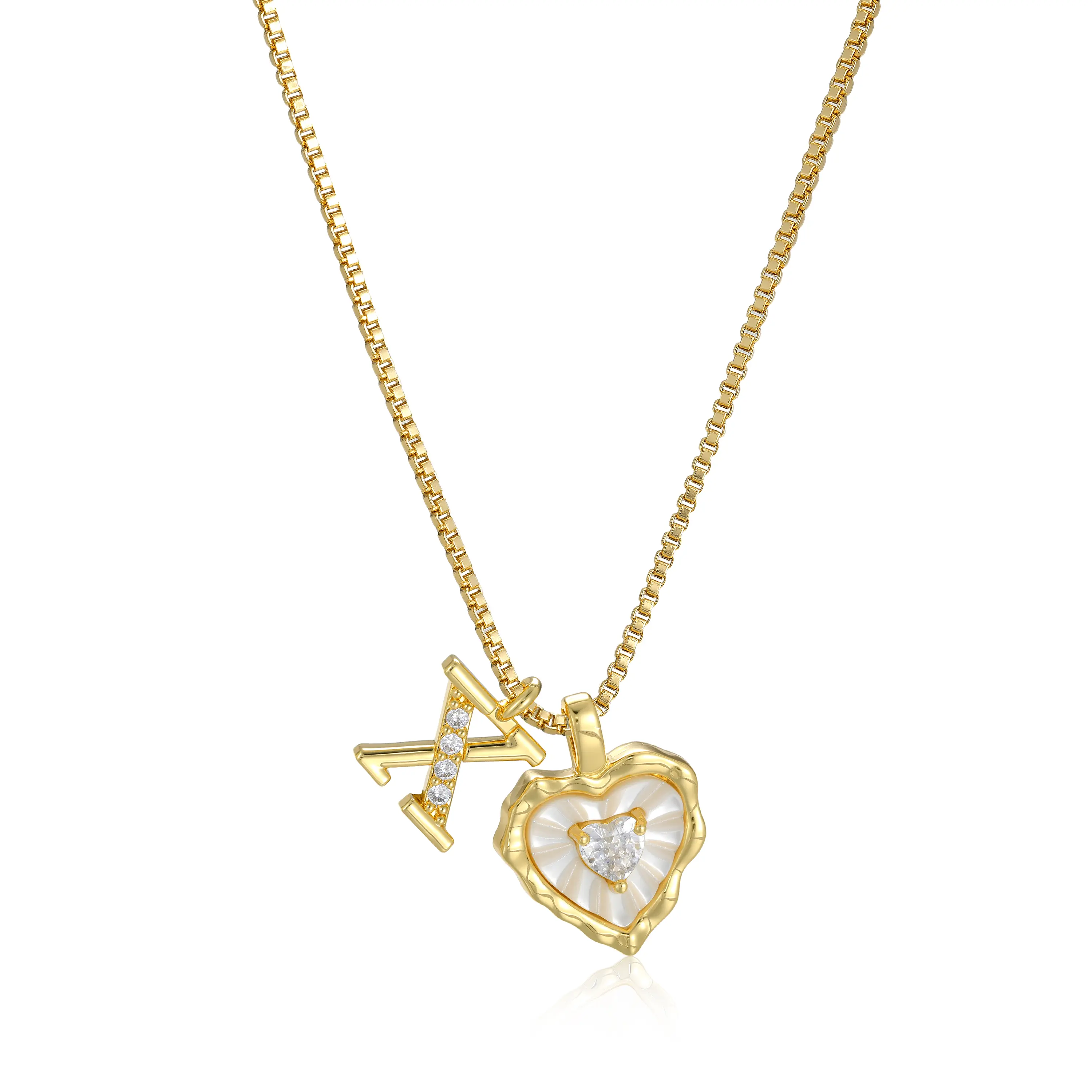 🔥Last Day 69% OFF ✨Gold Shell Heart CZ A-Z Initial Necklace, Valentine's Day Jewelry Gift