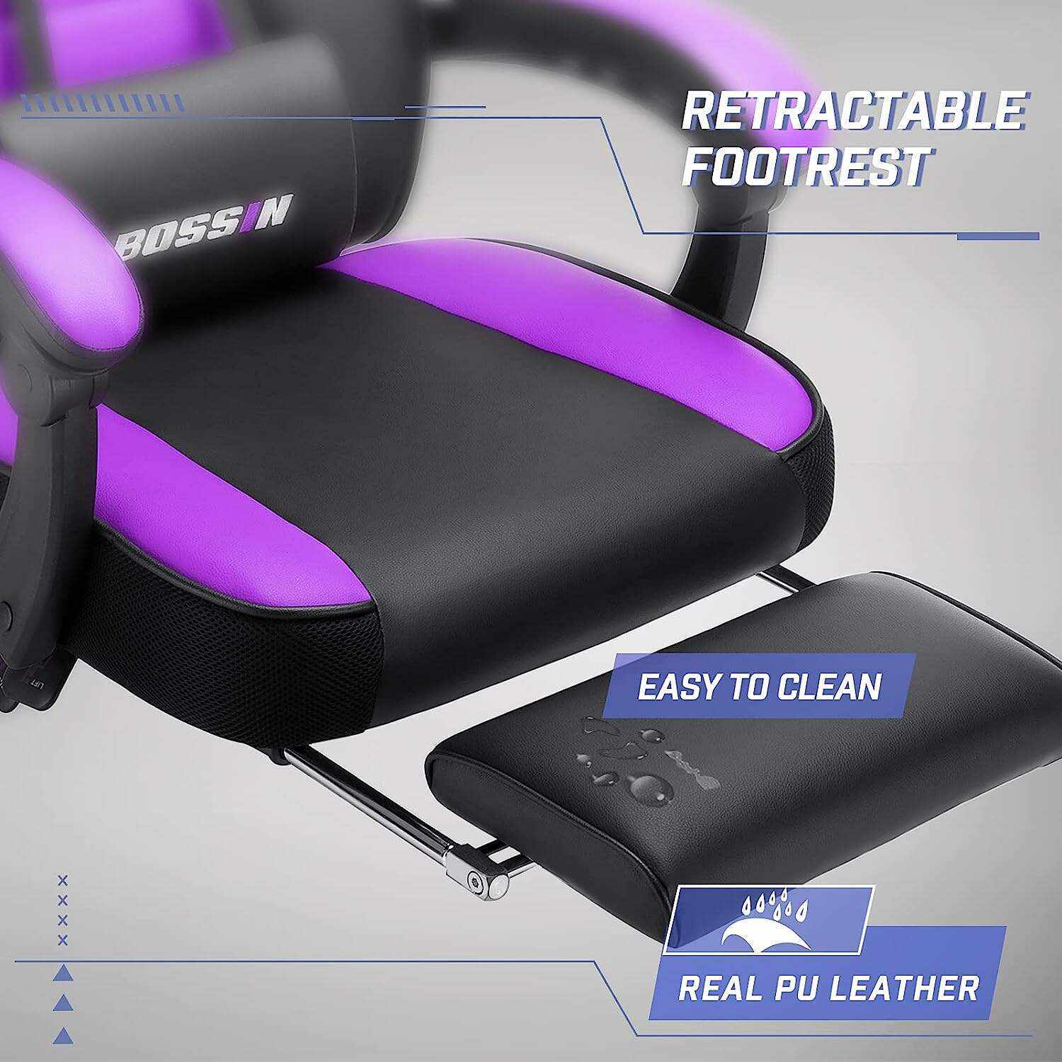 LEMBERI Video Game Chairs with footrest,Gamer Chair for Adults,Big and Tall Gaming Chair 400lb Capacity,Gaming Chairs for Teens,Racing Style Gaming Computer Chair with Headrest and Lumbar Support