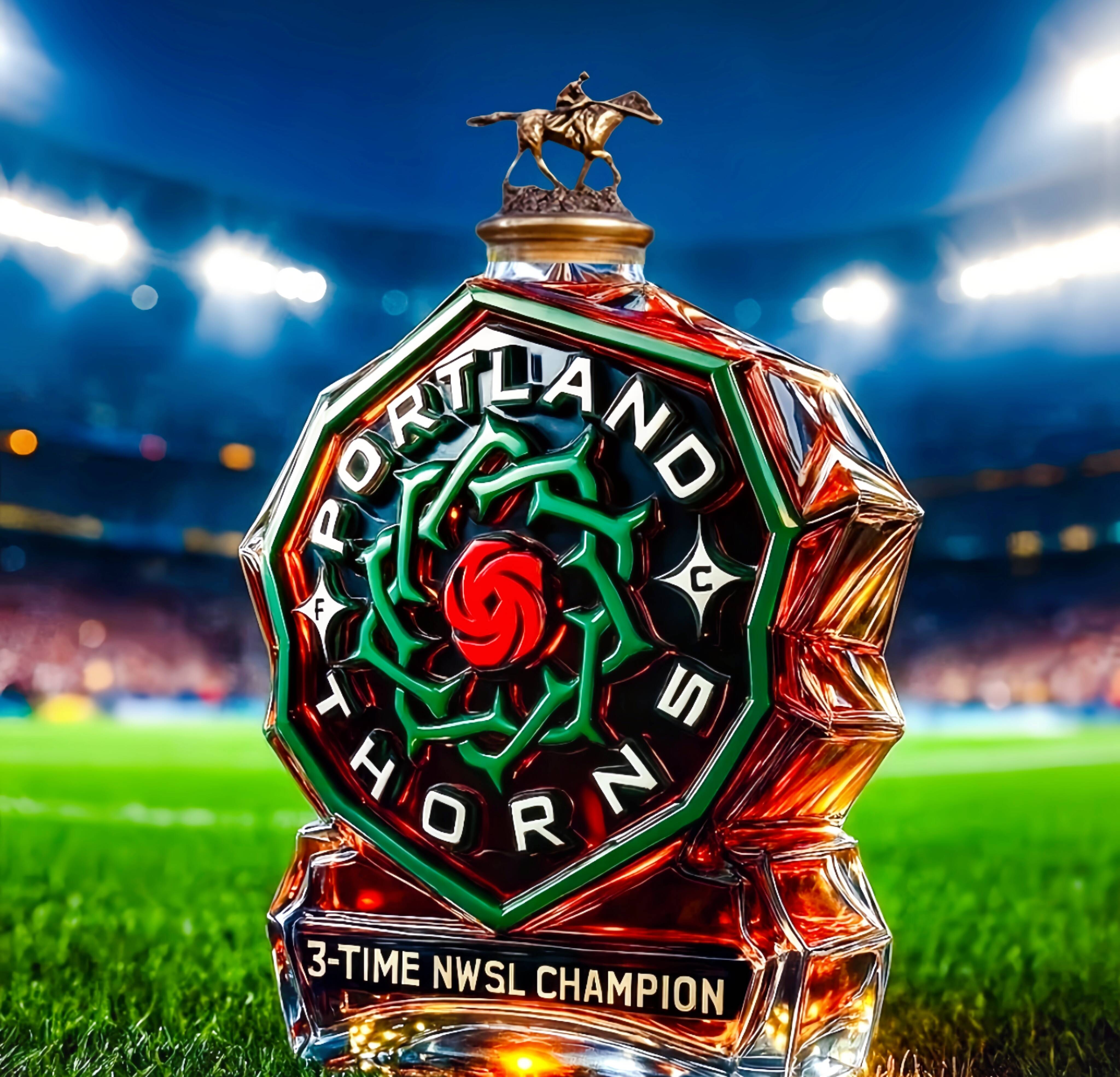 Portland Thorns FC 3-time NWSL champion whiskey bottle