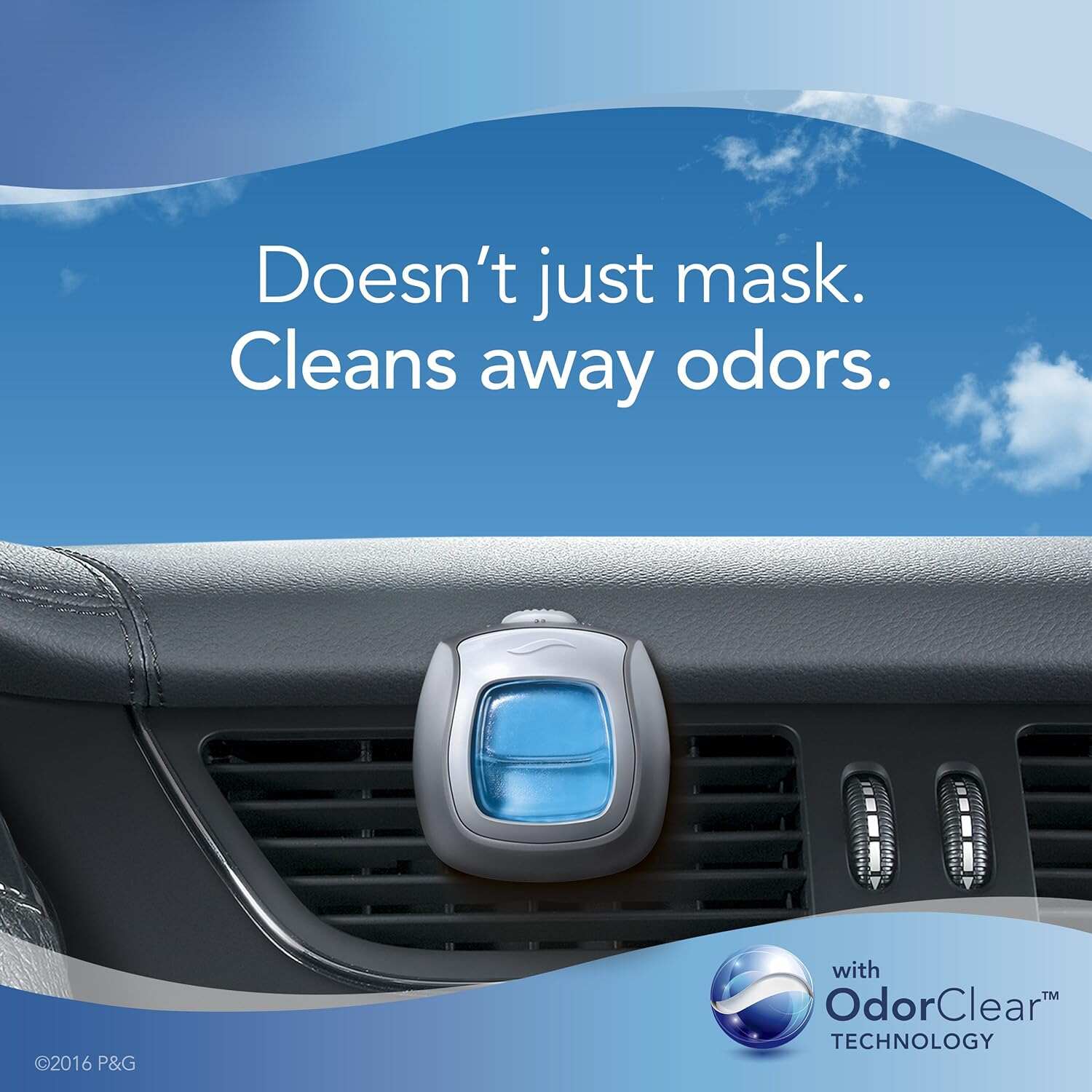 Febreze Car Air Fresheners, New Car Scent, Odor Eliminator for Strong Odors Car Vent Clips (2 Count)