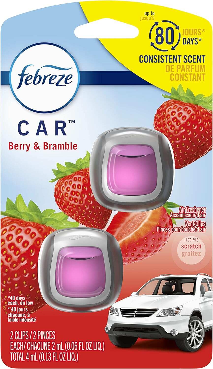 Febreze Car Air Fresheners, New Car Scent, Odor Eliminator for Strong Odors Car Vent Clips (2 Count)