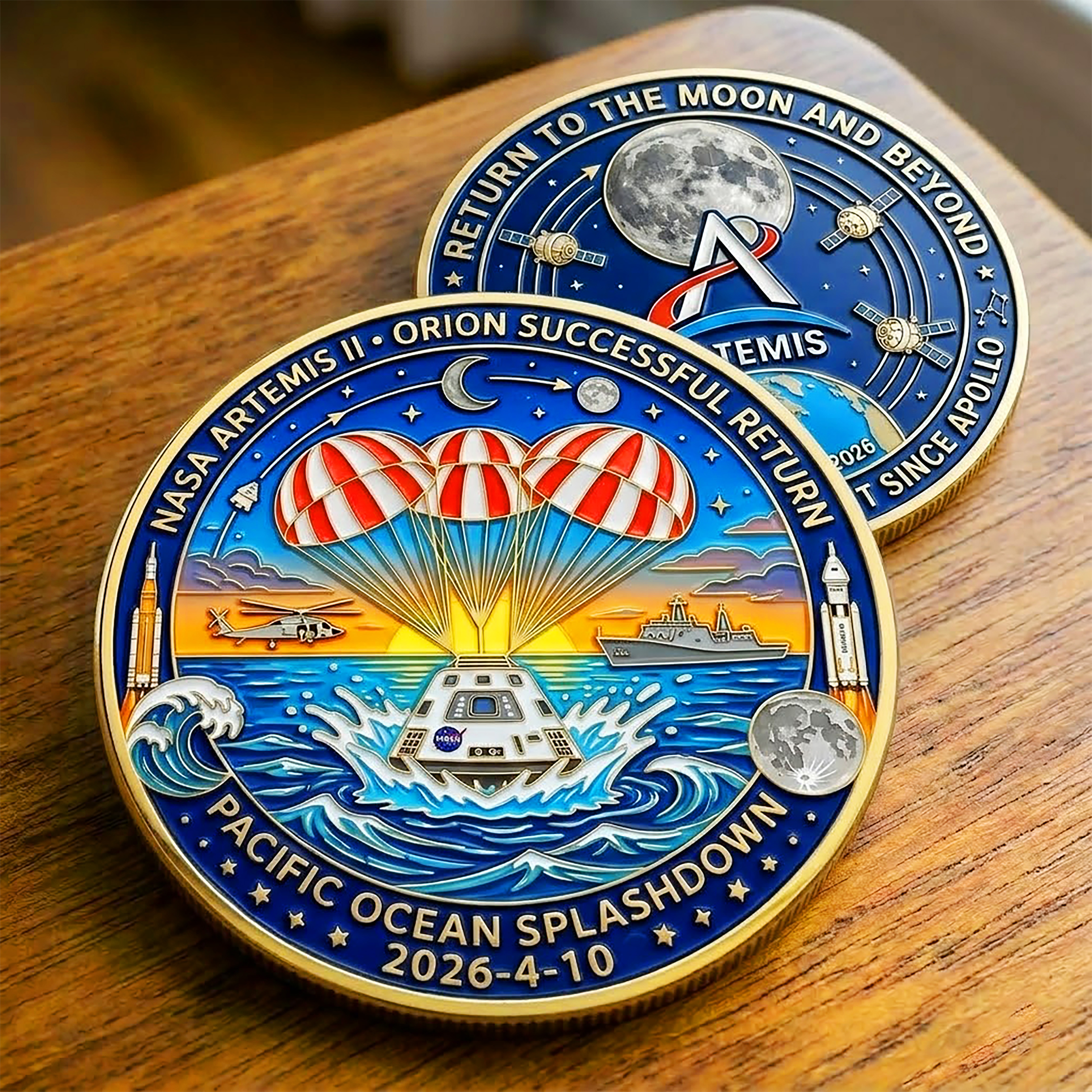 Artemis II Orion Spacecraft Successful Splashdown Coin