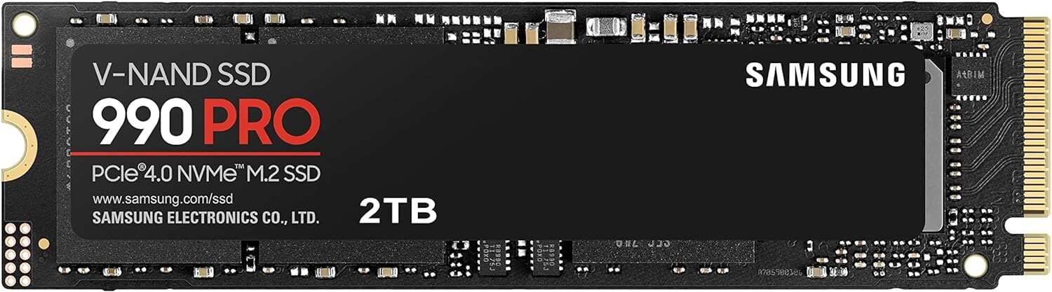 SAMSUNG 990 PRO SSD 2TB PCIe 4.0 M.2 2280 Internal Solid State Hard Drive, Seq. Read Speeds Up to 7,450 MB/s for High End Computing, Gaming, and Heavy Duty Workstations, MZ-V9P2T0B/AM