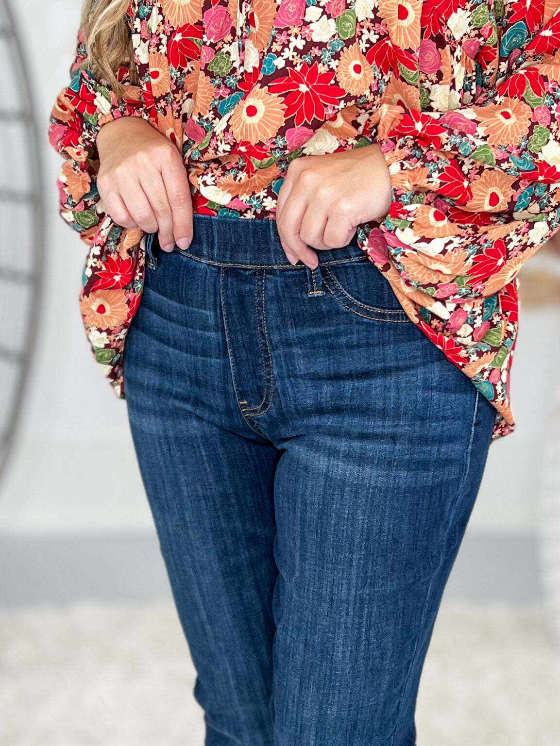 Shake It Off - Christmas Pull On Double Cuff Slim Jeans- Final Sale