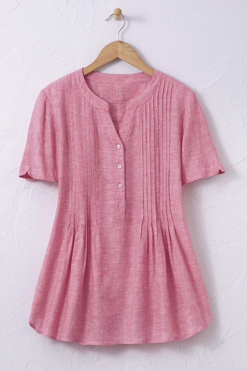 Linen Tuck-and-Release Blouse