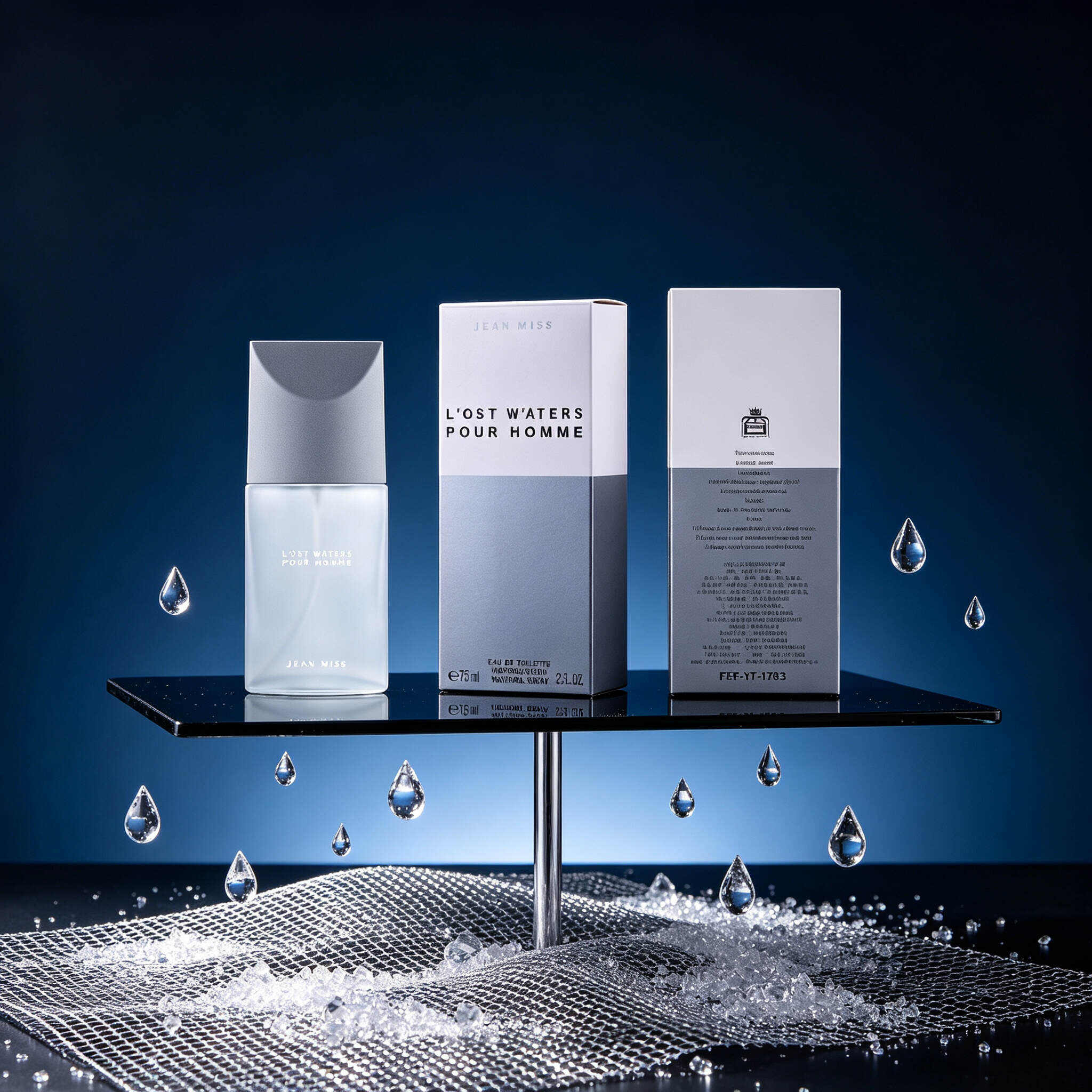L'OST WATERS Pour Homme Men Eau de Toilette 75ml, Minimalist Two-Tone Gray Frosted Bottle