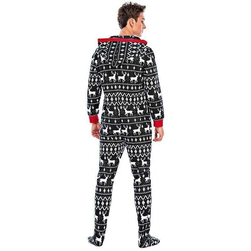 Christmas Printed Men Pajamas With Hoodie