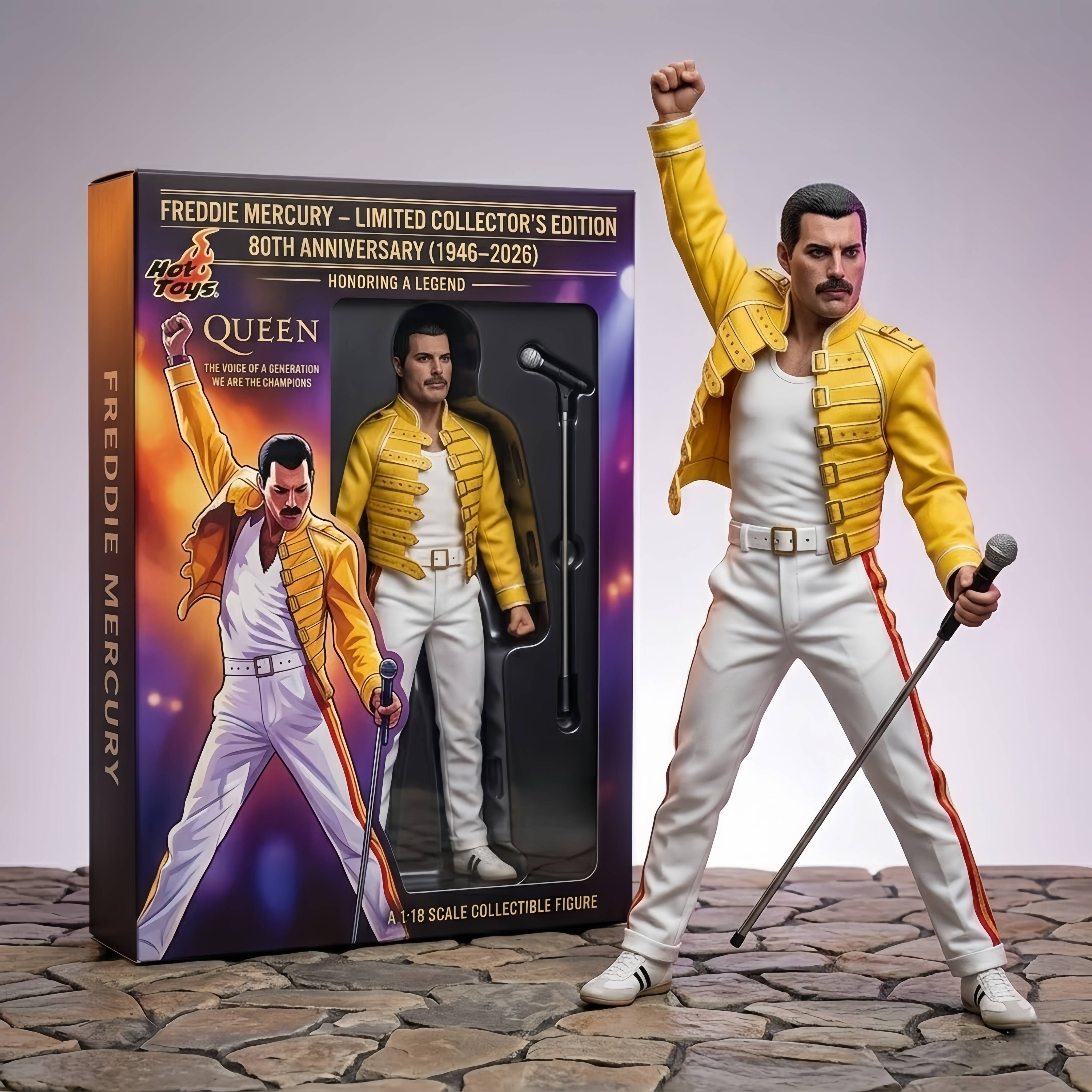 FREDDIE MERCUR 80TH ANNIVERSARY Hot Toys 1:18 Figure