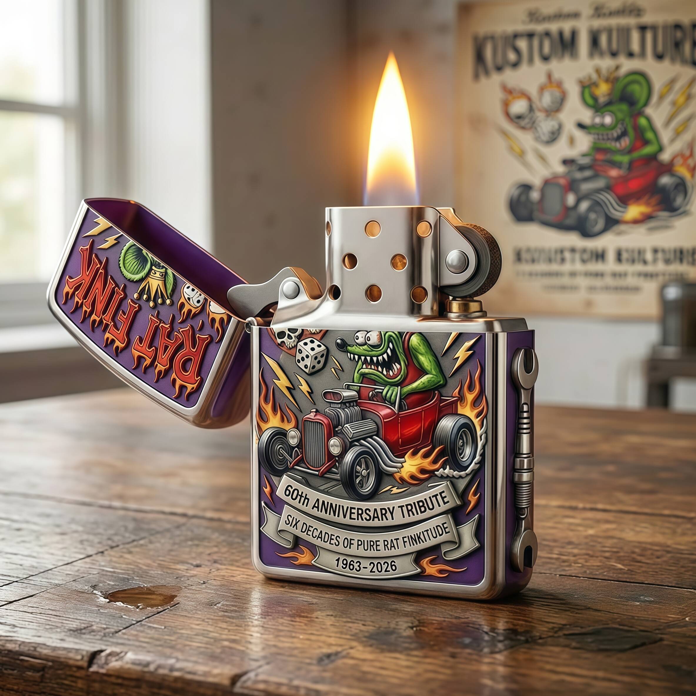🎁Rat Fink 60th Anniversary Limited Edition Kustom Kulture Lighter🔥