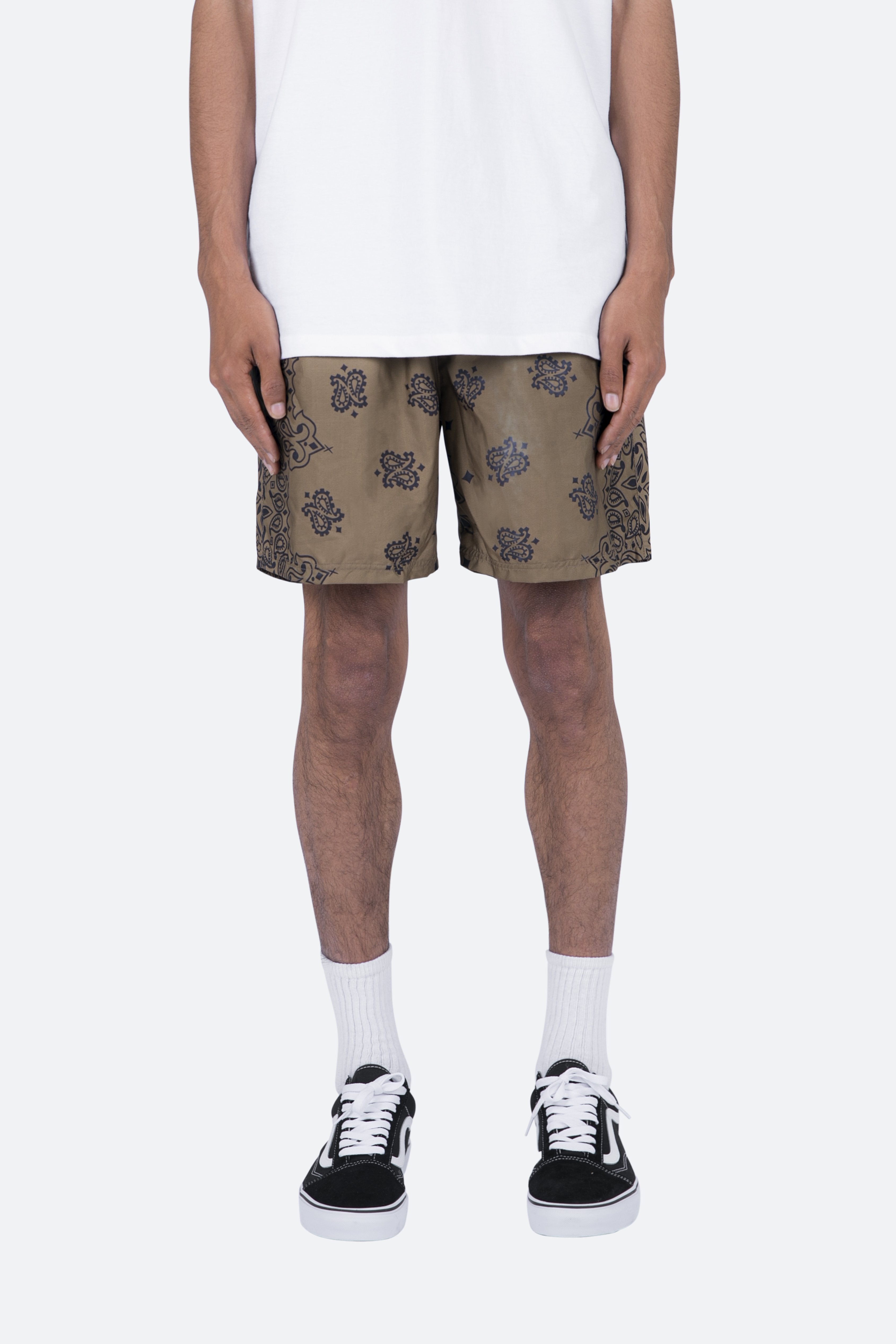 Nylon Paisley Shorts - Brown