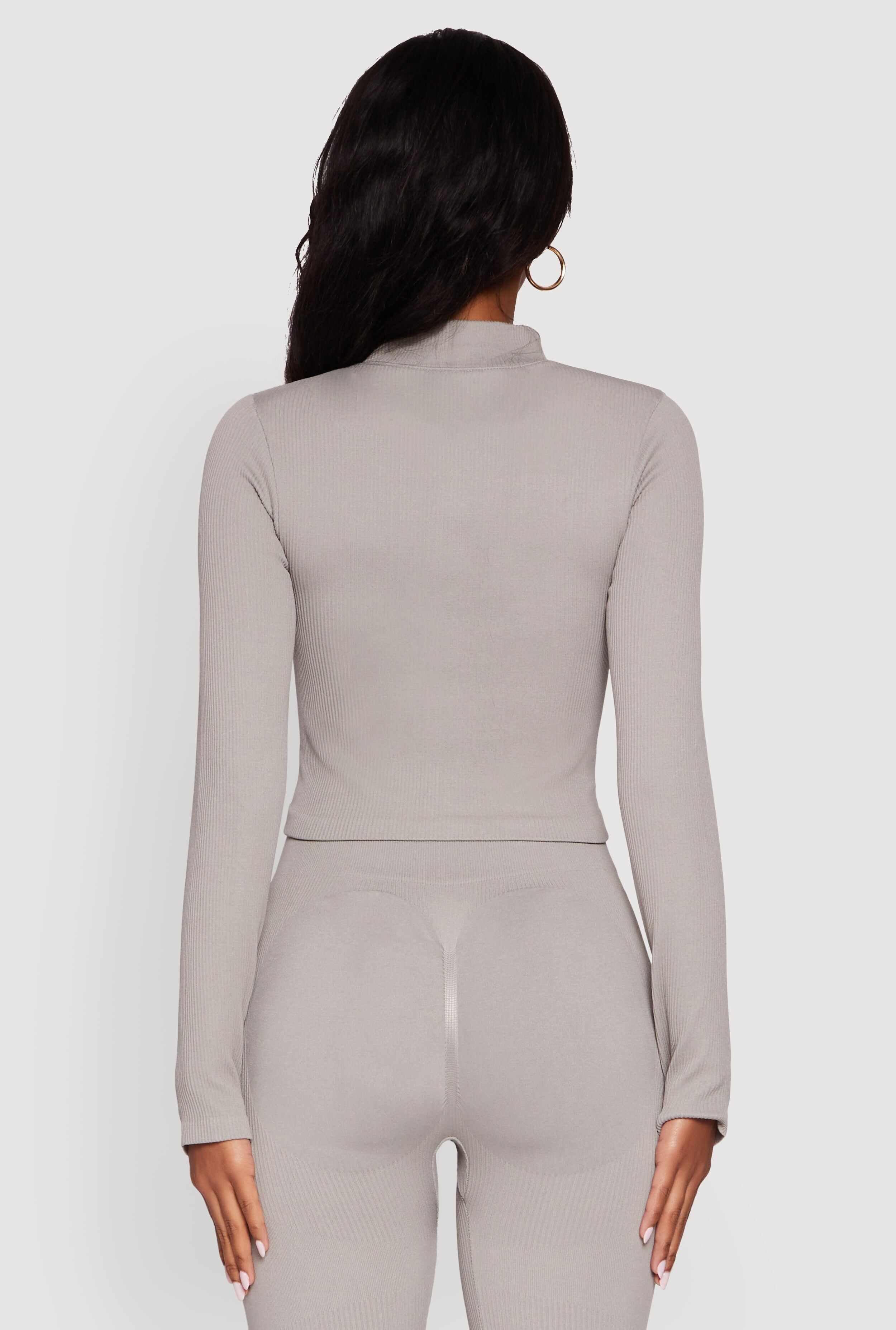 Seamless Ribbed Bustier Detail Cropped Track Jacket