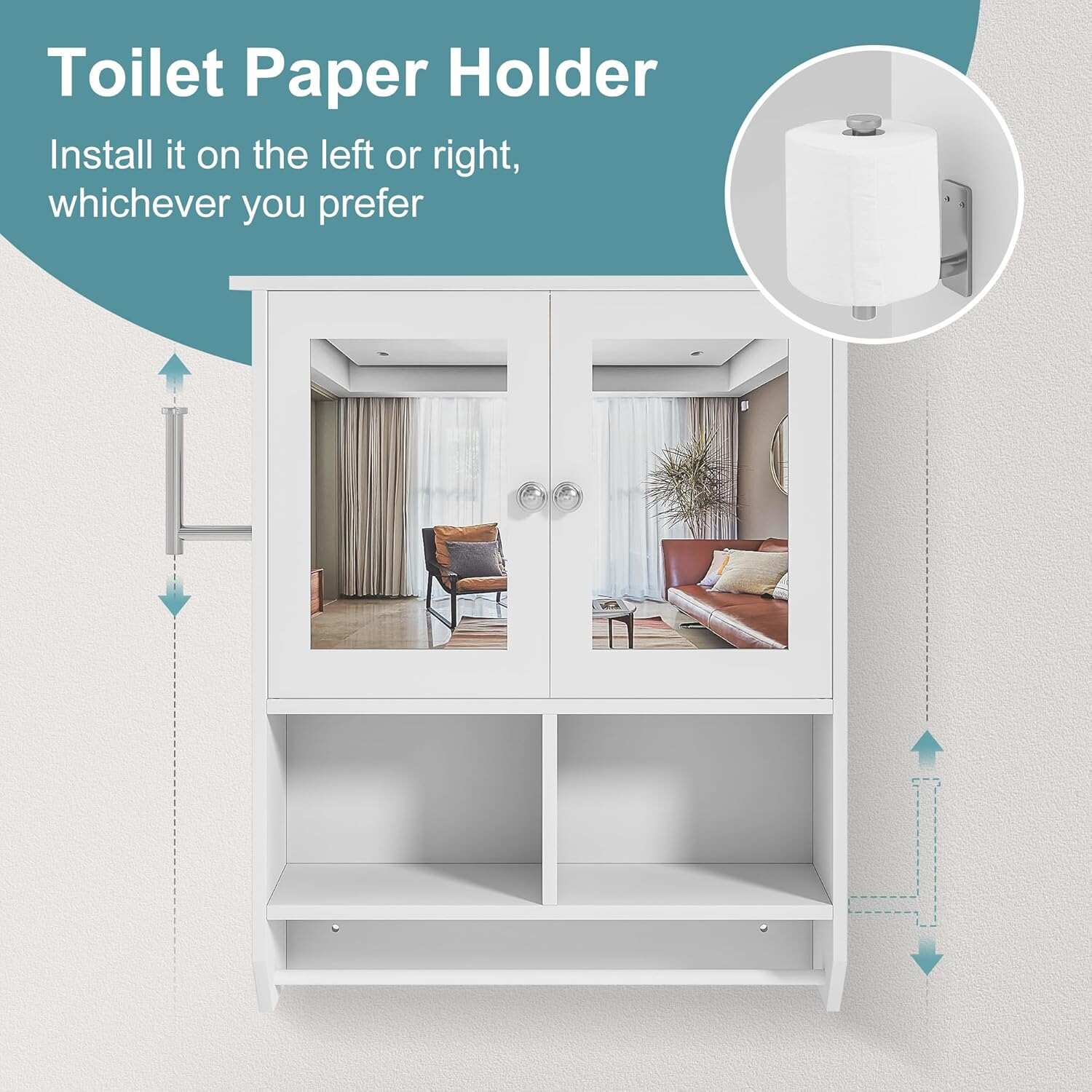 VECELO Bathroom Wall Cabinet with LED Light