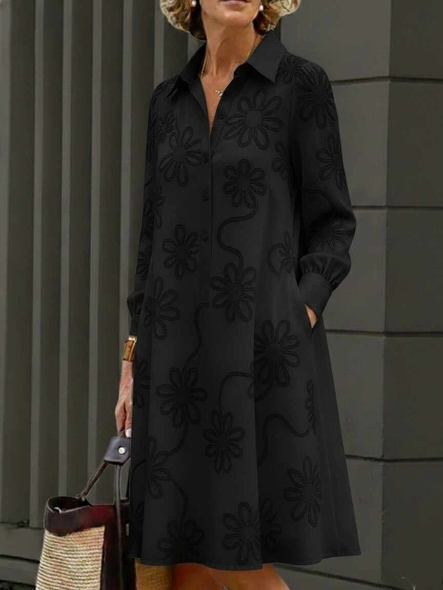 🔥Summer Arrivals🌟Elegant Floral Embroidered Shirt-collar Dress