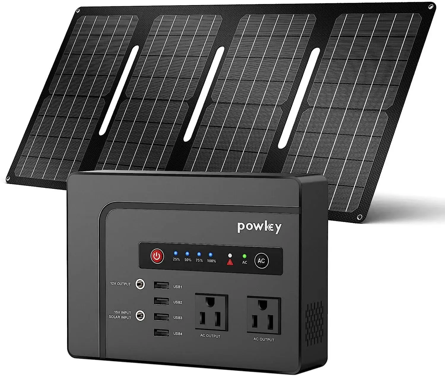Powkey Solar Generator with Panel, 146Wh/200W Portable Power Station with Solar Panel 40W, 110V Pure Sine Wave DC/USB/AC Outlet Electric Generator Battery Backup for Outdoor Camping Emergency Home Use