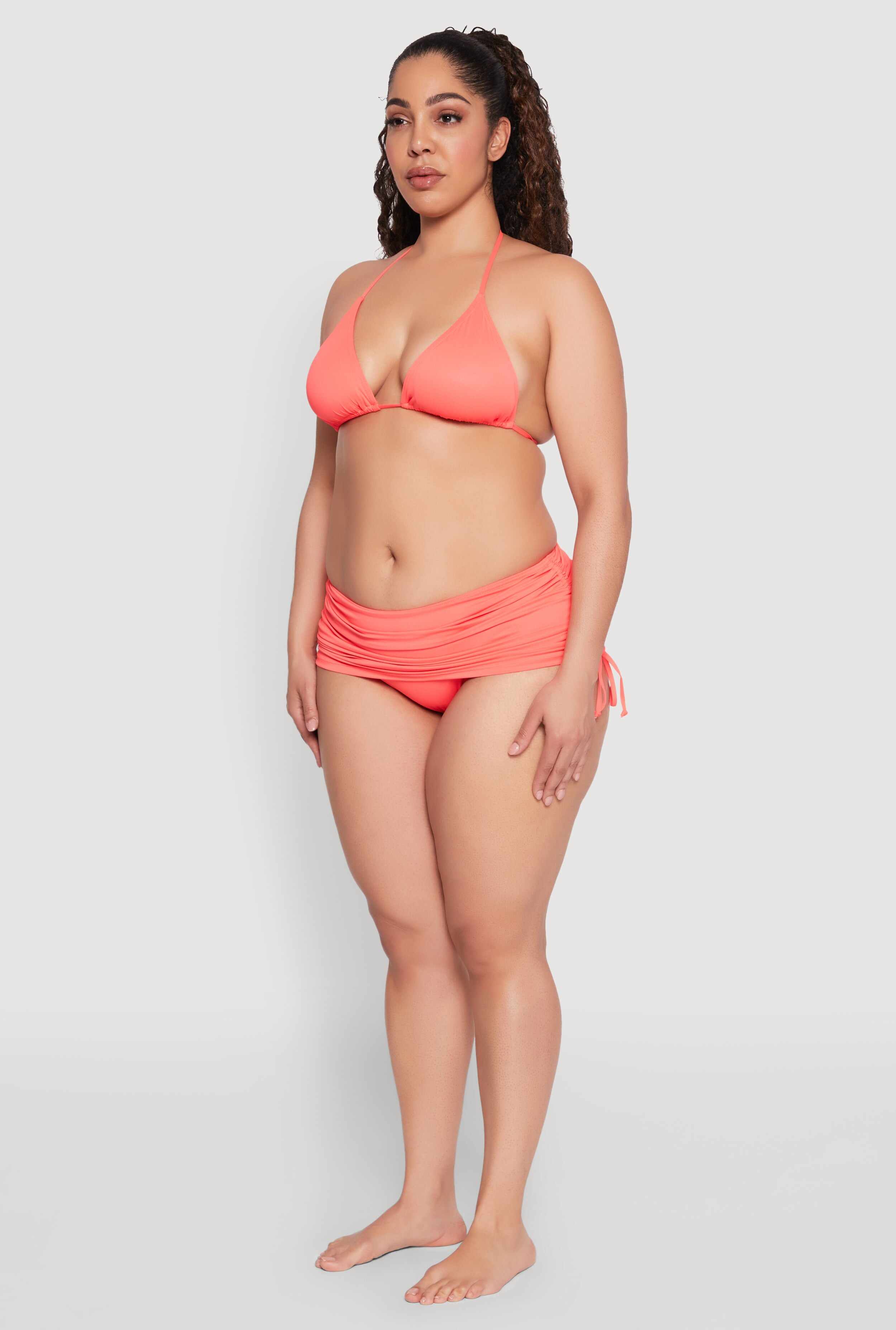 Plus Size Side Ruched Swim Skirt