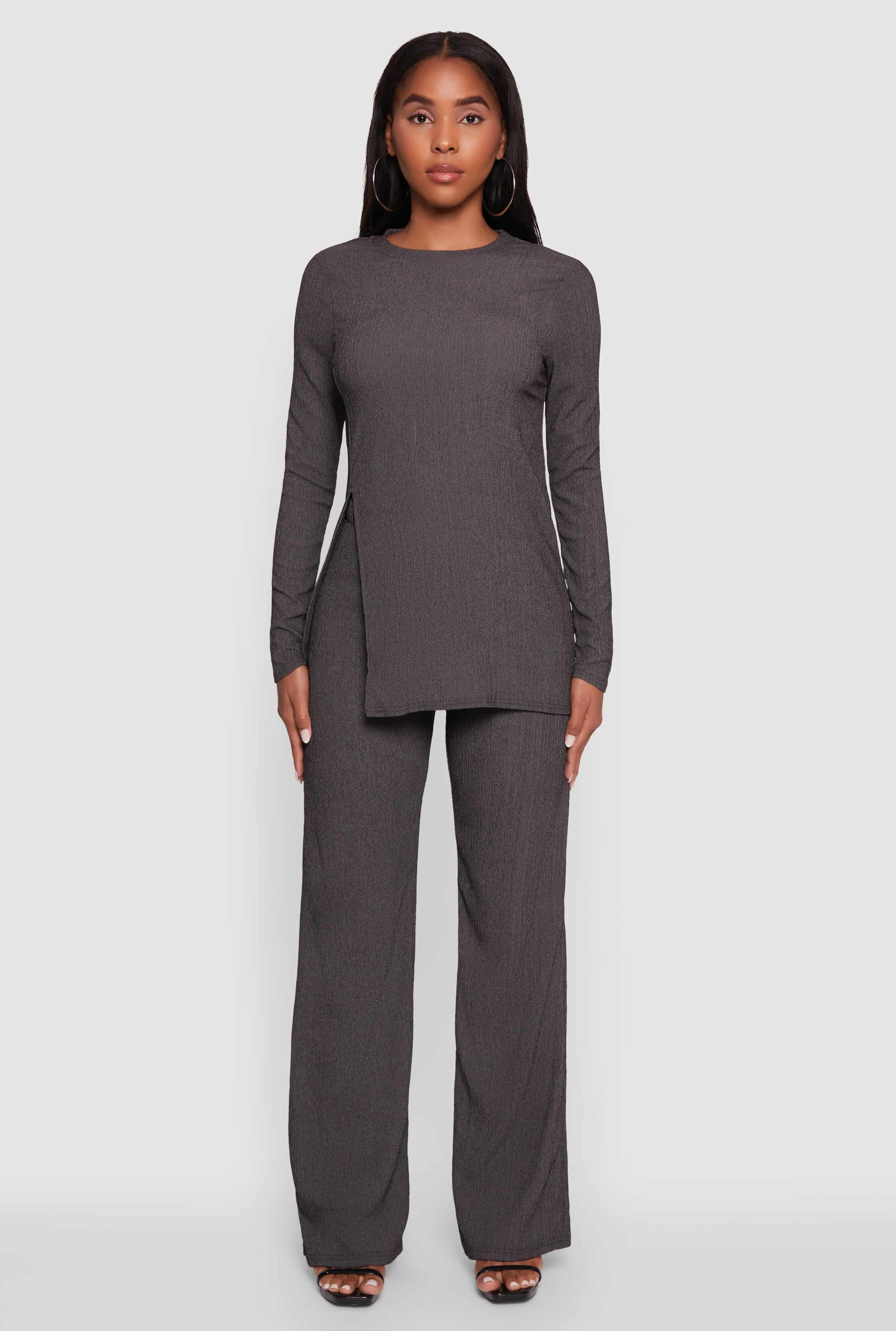 Seersucker Pull On Straight Leg Pants