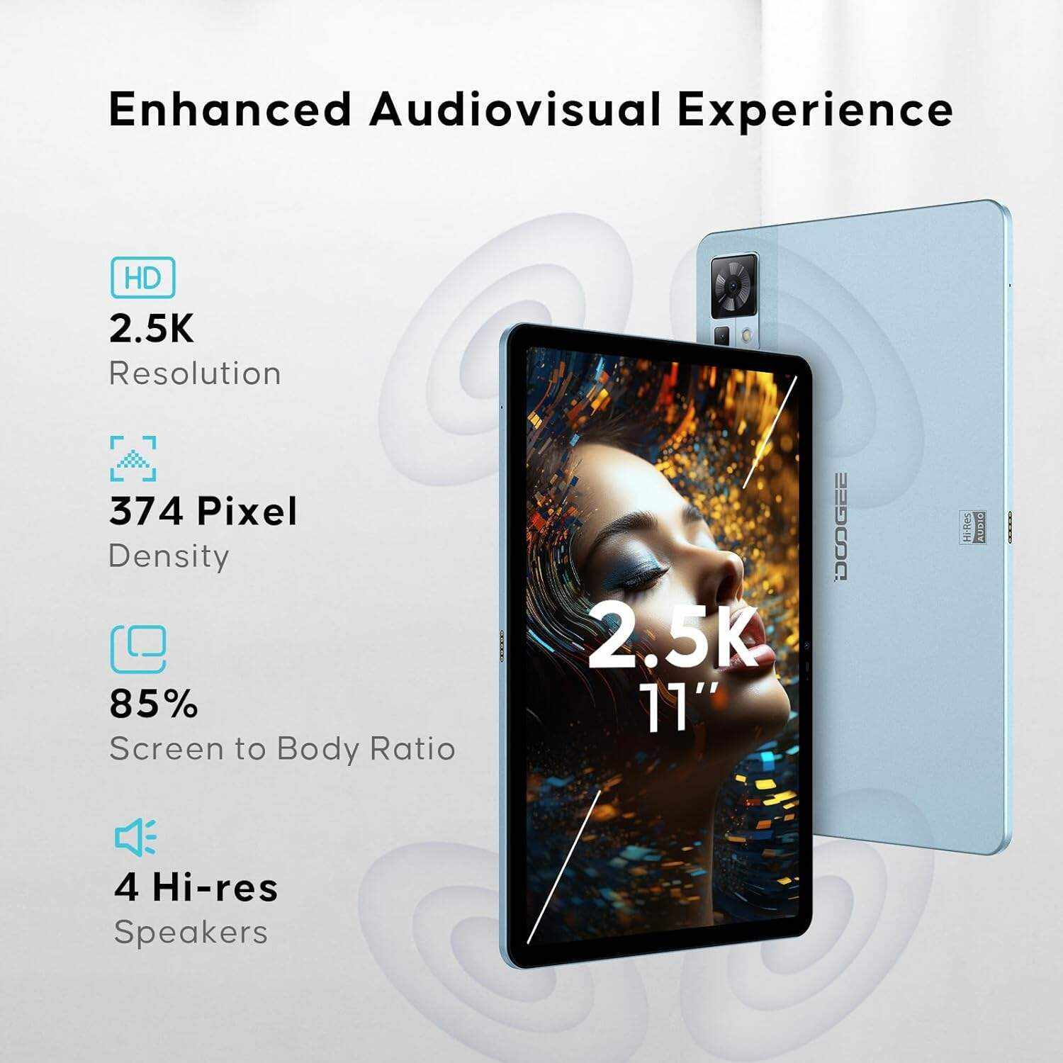 DOOGEE T30 PRO Tablet,11'' 2.5K Android 13 Tablets, 15GB+256GB Octa-Core Gaming Tablet, 8580mAh, Hi-Res Quad Speakers, 20MP Camera, Helio G99, TÜV Low Bluelight, Split Screen - Bluetooth & Wi-Fi