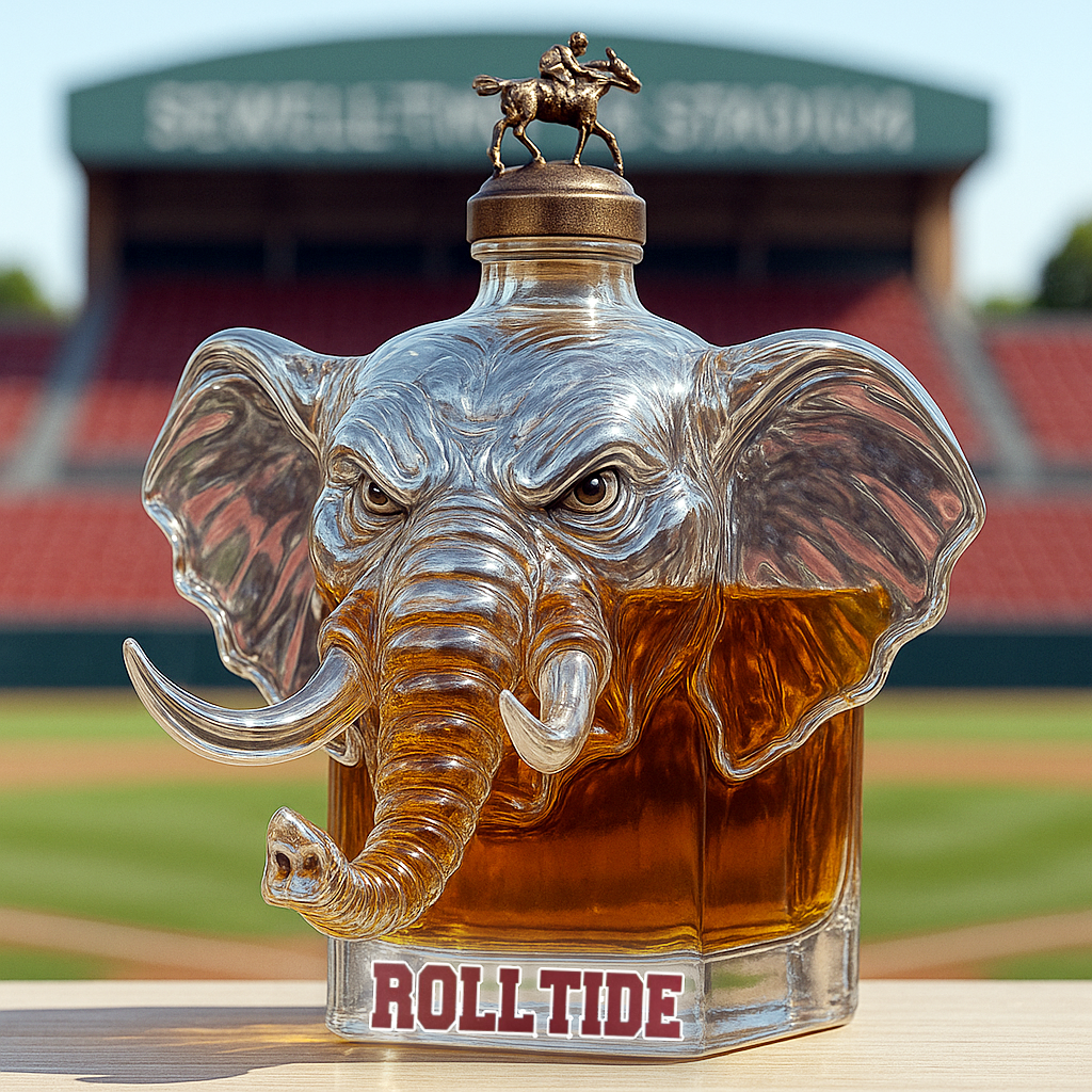 University of Alabama Big Al Whiskey Bottle.