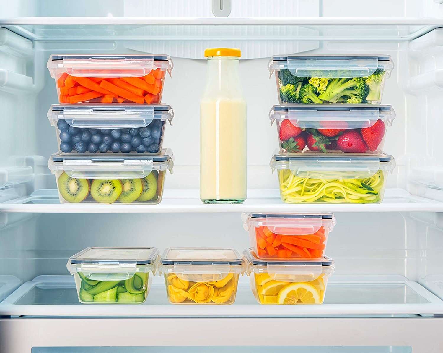 50-piece Food storage Containers Set with Lids, Plastic Leak-Proof BPA-Free Containers for Kitchen Organization, Meal Prep, Lunch Containers (Includes Labels & Pen)