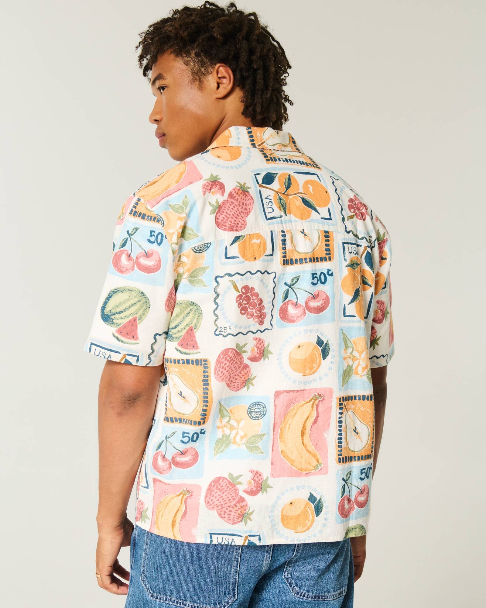 Boxy Short-Sleeve Linen-Blend Shirt