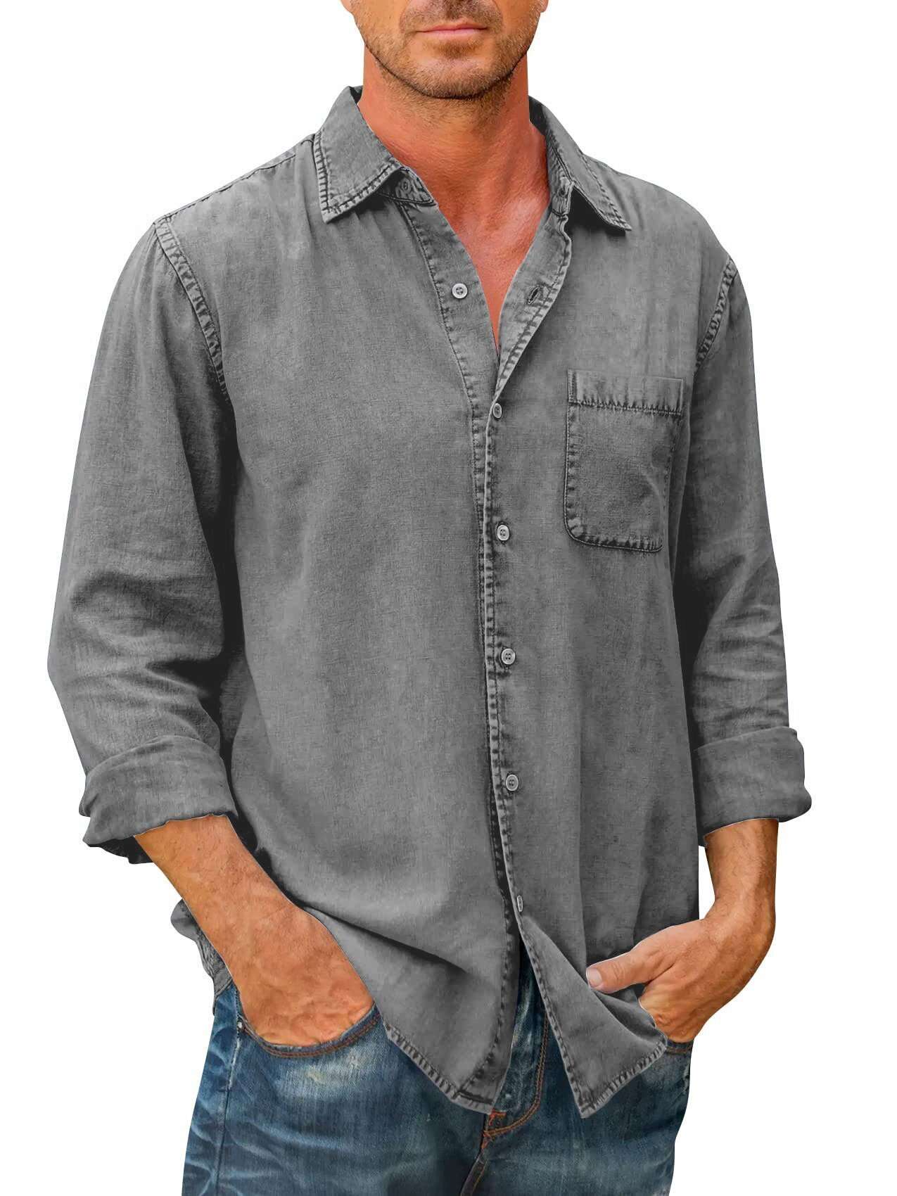 🔥Men's Long Sleeve Button Down Shirt