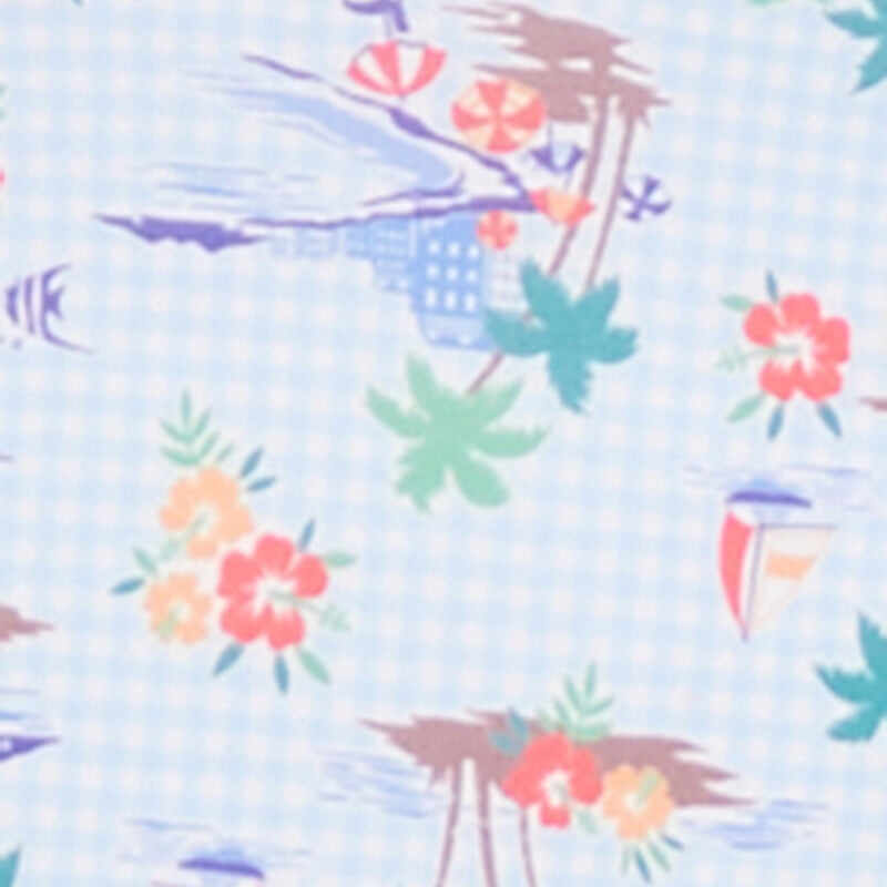 Plus Size Gingham Island Print Sarong Cover Up
