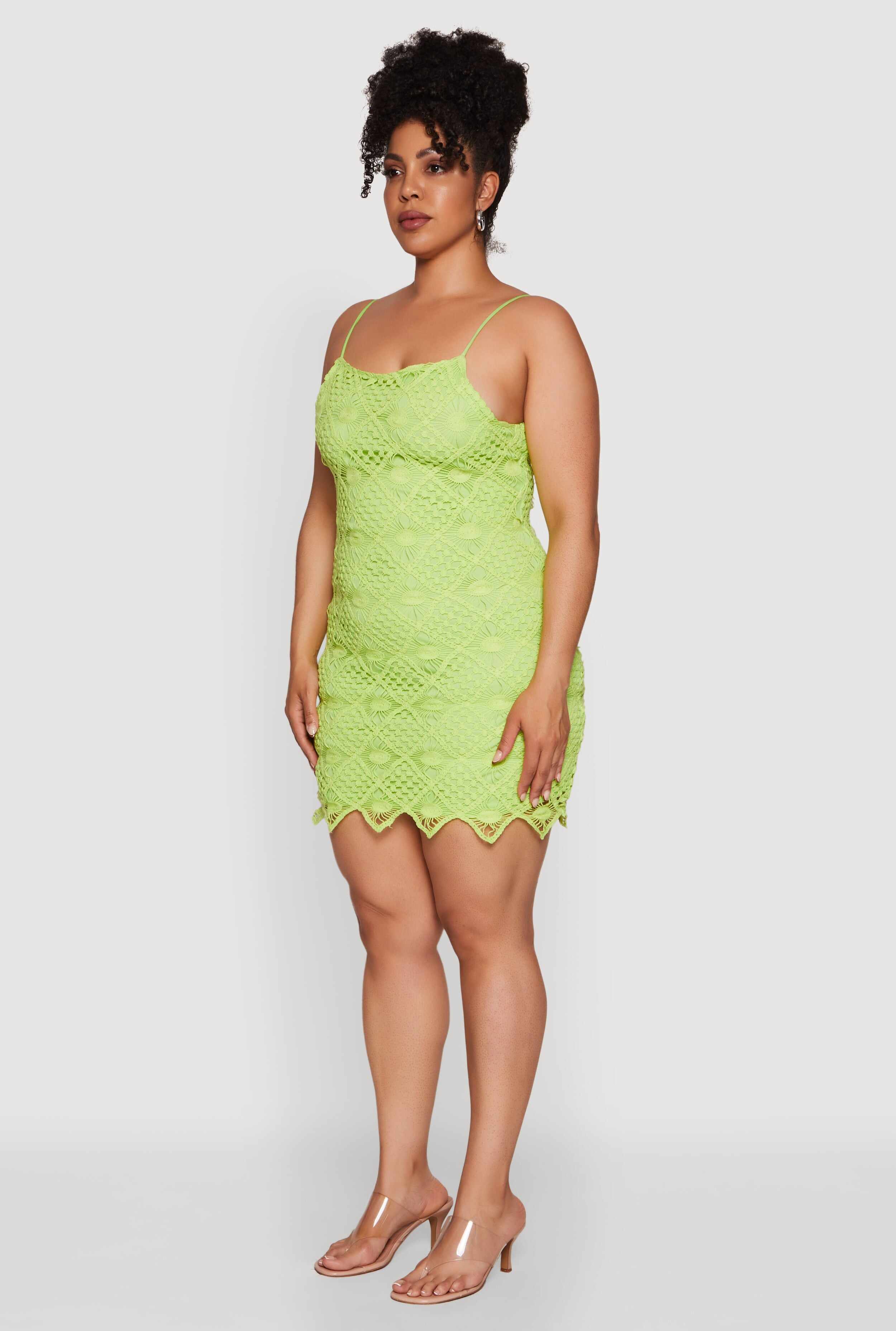 Plus Size Chic Crochet Scoop Neck Cami Dress