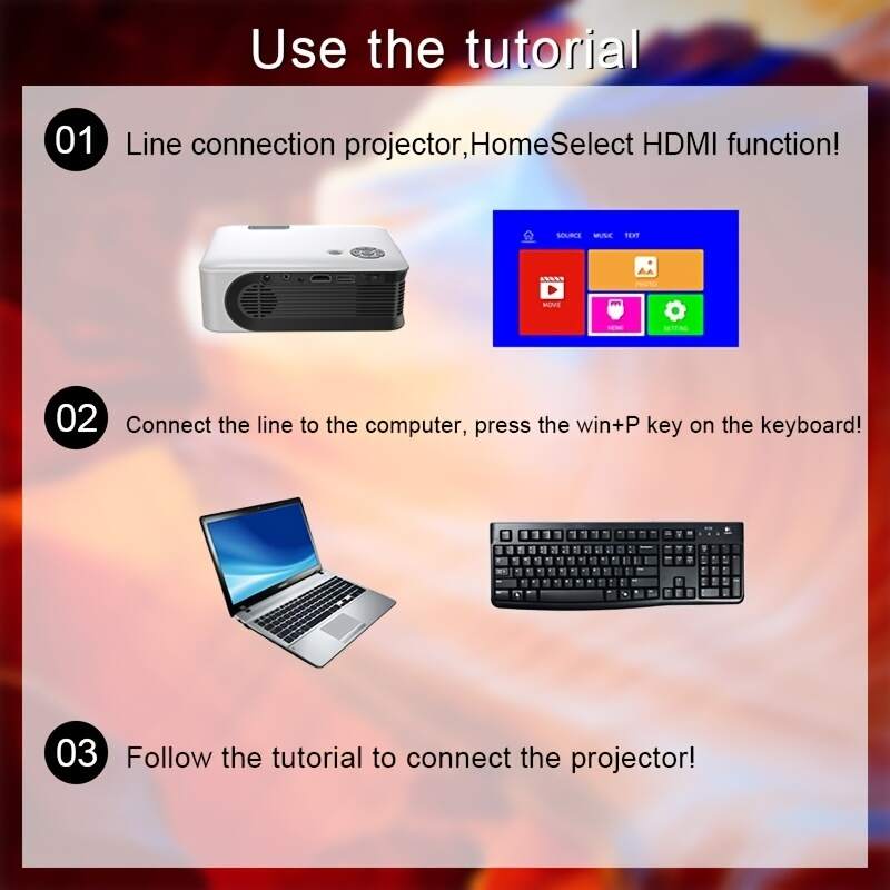 1pc Big Screen Watching Ball Games Mini Projector 2022 ,1080P Supported, Outdoor Projector Home Theater For Office Home Black