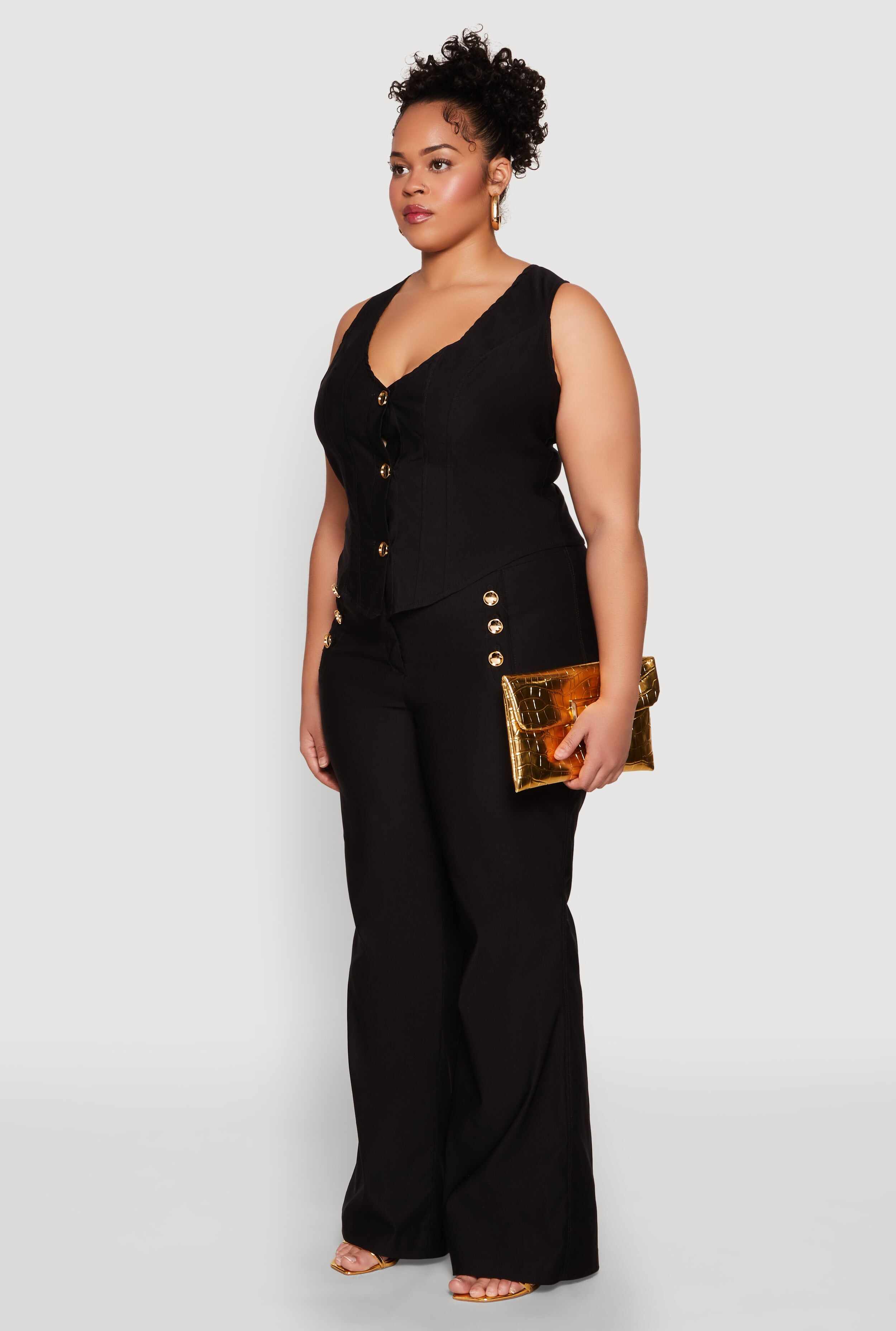 Plus Size Cropped Corset Detail Vest