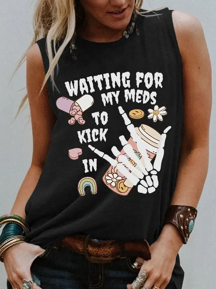 Women's Mental Health Awareness Rock Print Cotton Tank Top