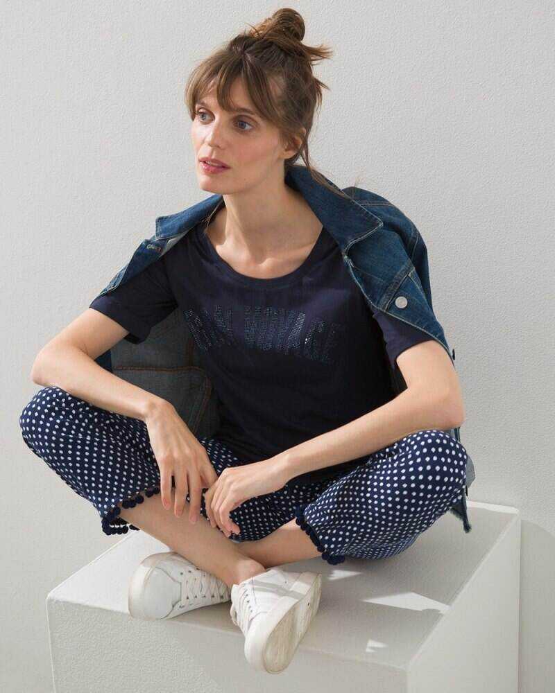 Bon Voyage Scoop Neck Tee Classic Navy