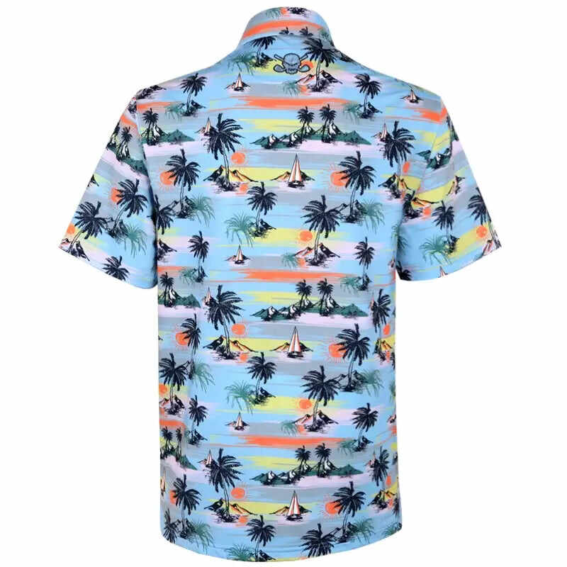 Vintage Hawaiian Men's Golf Shirt (Blue)