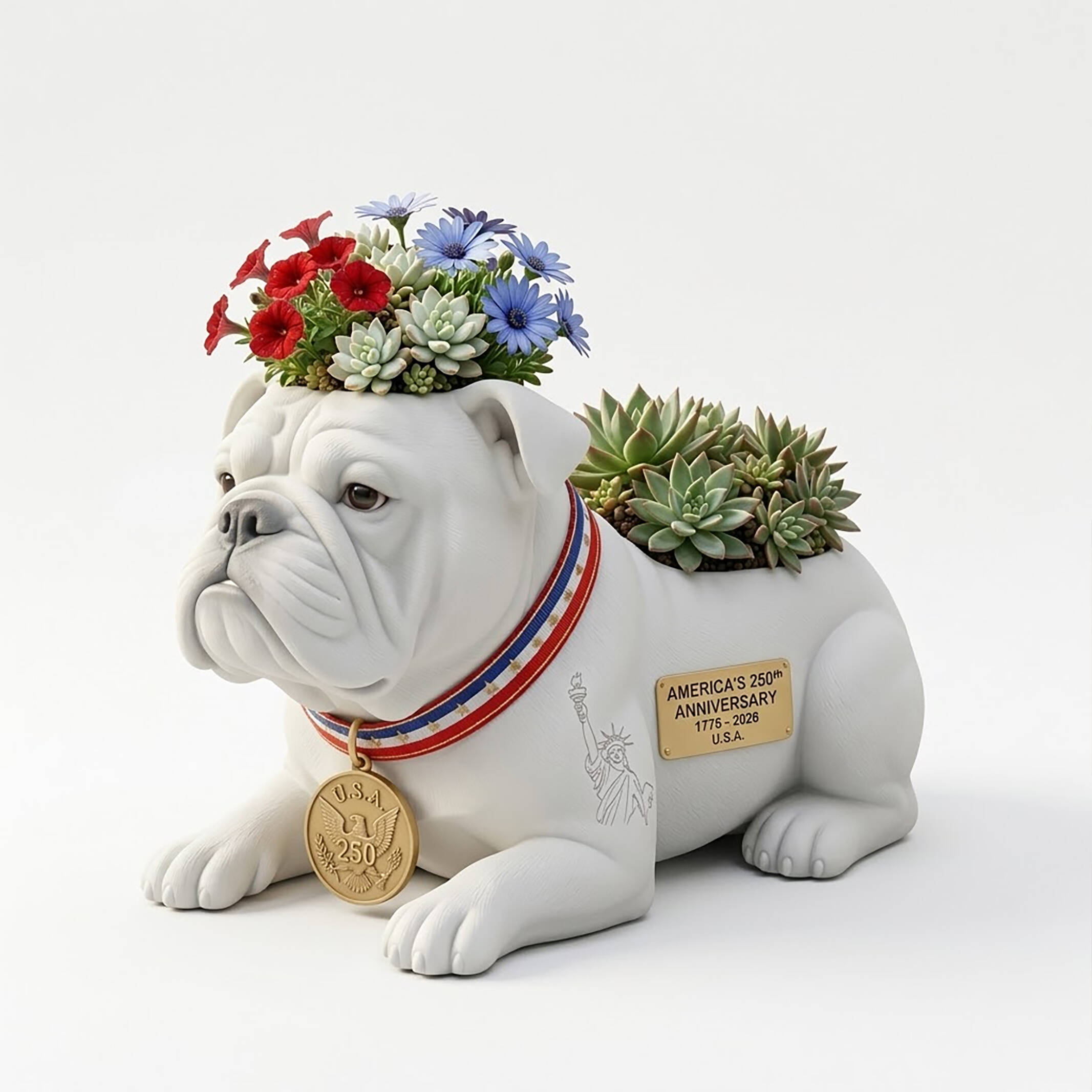 🇺🇸 America's 250th: Patriotic Bulldog Garden Planter 🌸