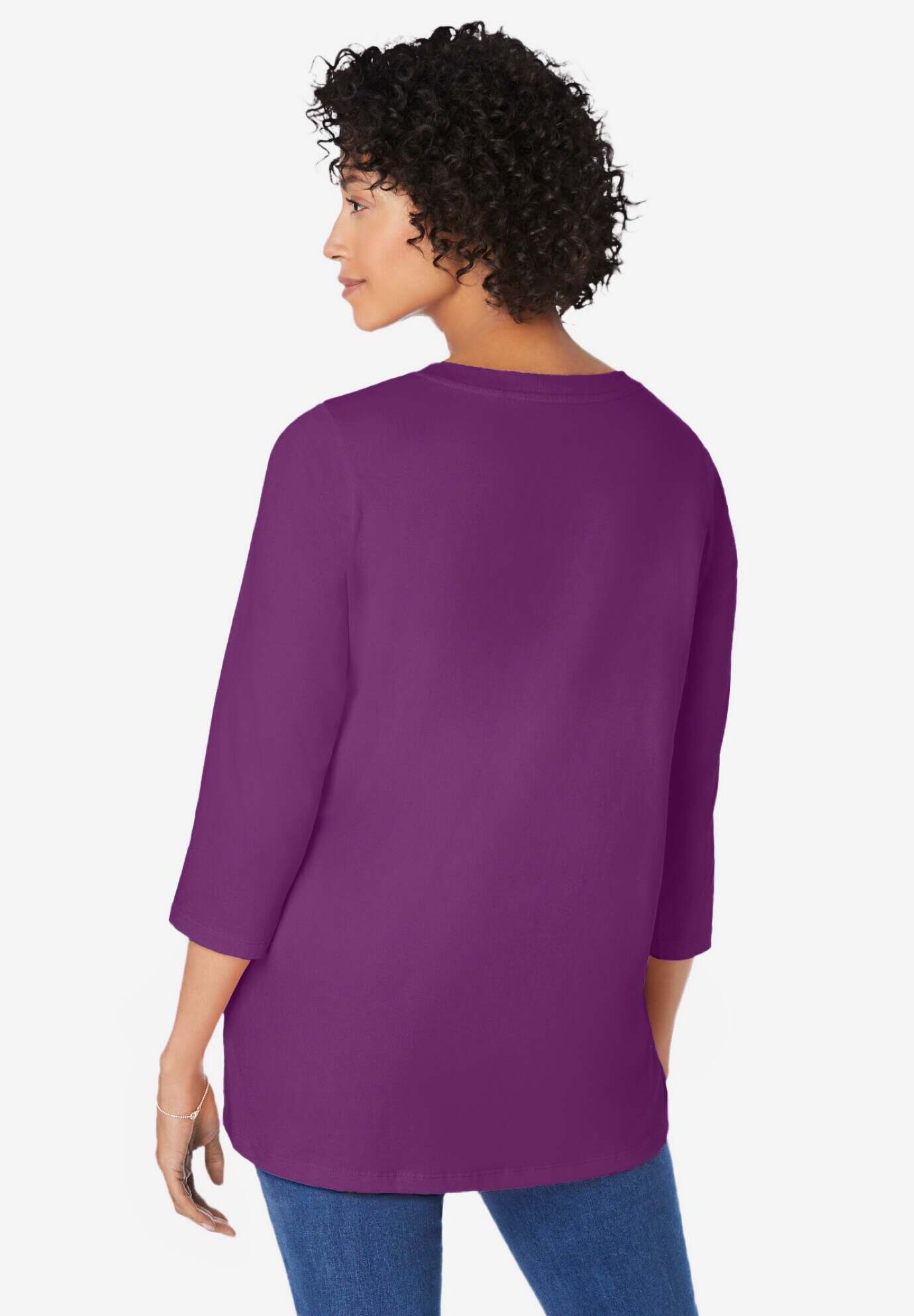 Perfect Three-Quarter Sleeve V-Neck Tunic