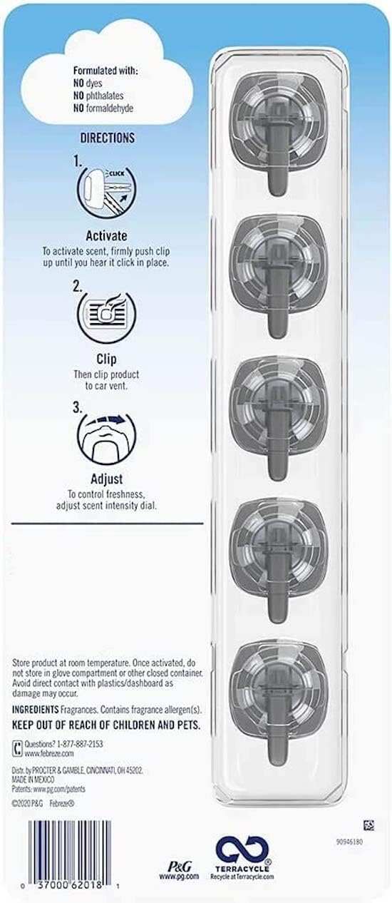 Febreze Car Air Fresheners, New Car Scent, Odor Eliminator for Strong Odors Car Vent Clips (2 Count)